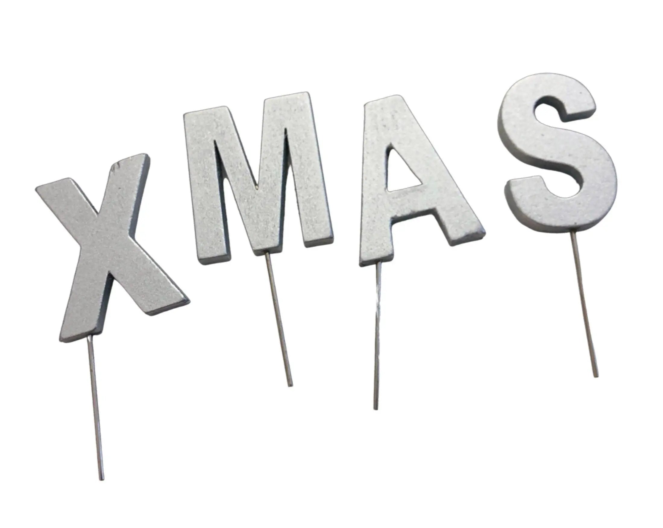 Kleine Holzbuchstaben XMAS | DIY | zum Stecken | natur oder silber - Roo's Gift Shop