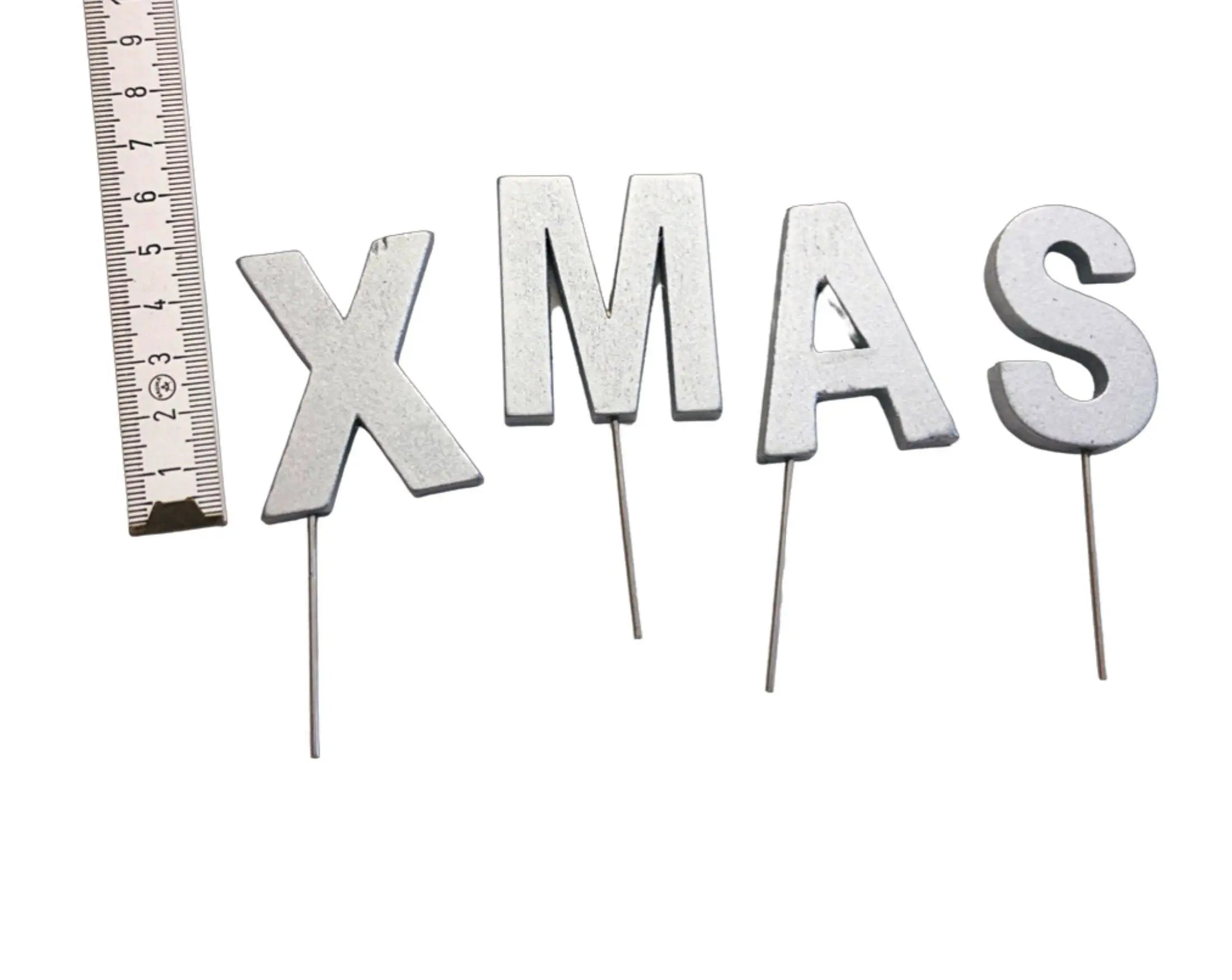 Kleine Holzbuchstaben XMAS | DIY | zum Stecken | natur oder silber - Roo's Gift Shop