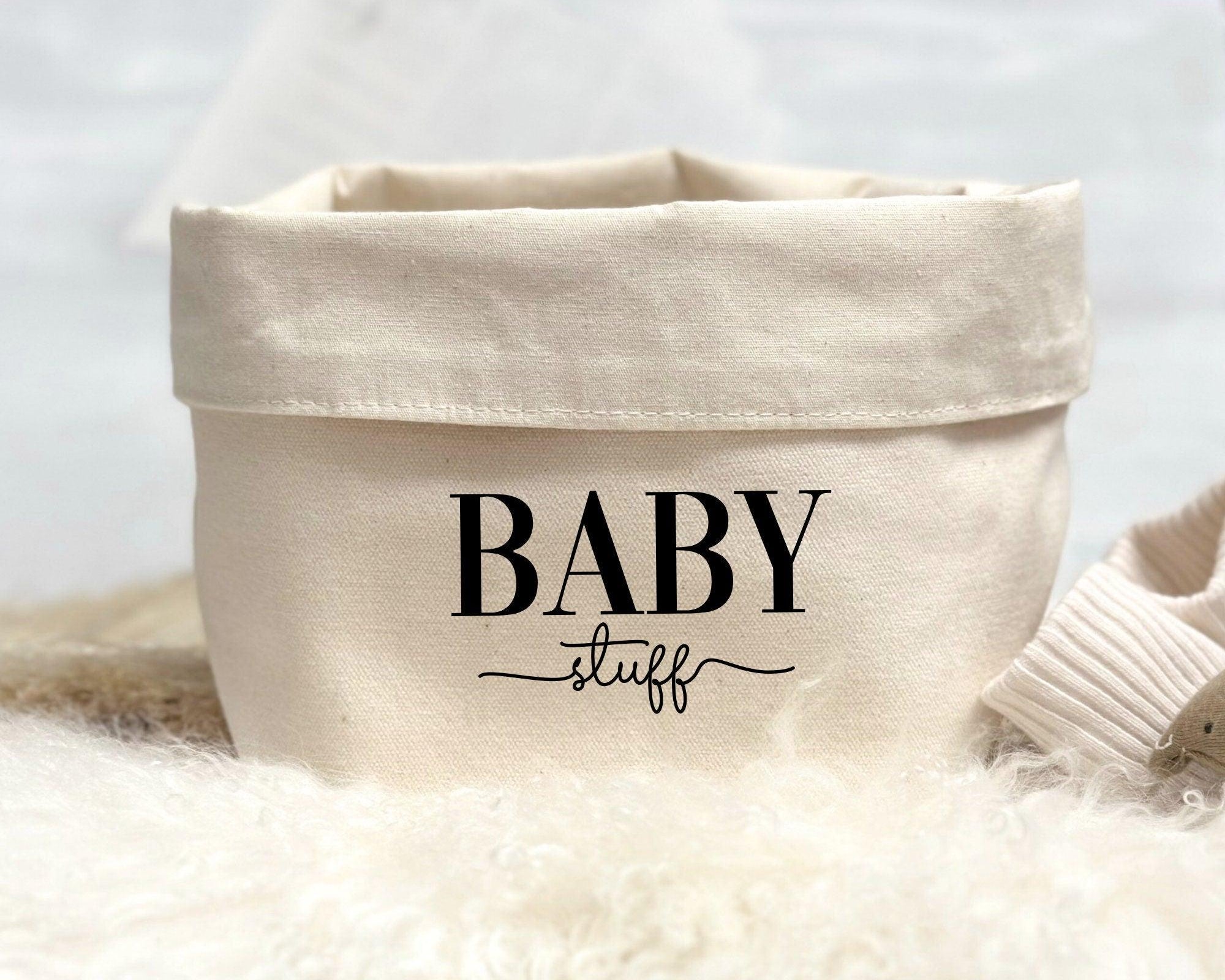 Kleiner beiger Canvas Utensilo | Stoffkorb natur | Baby stuff - Roo's Gift Shop