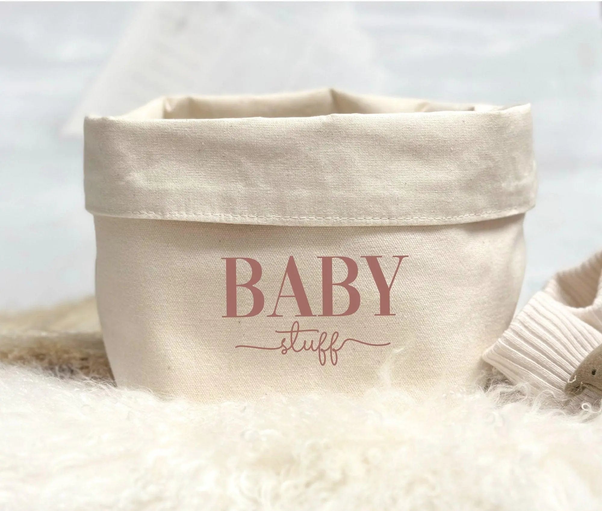 Kleiner beiger Canvas Utensilo | Stoffkorb natur | Baby stuff - Roo's Gift Shop