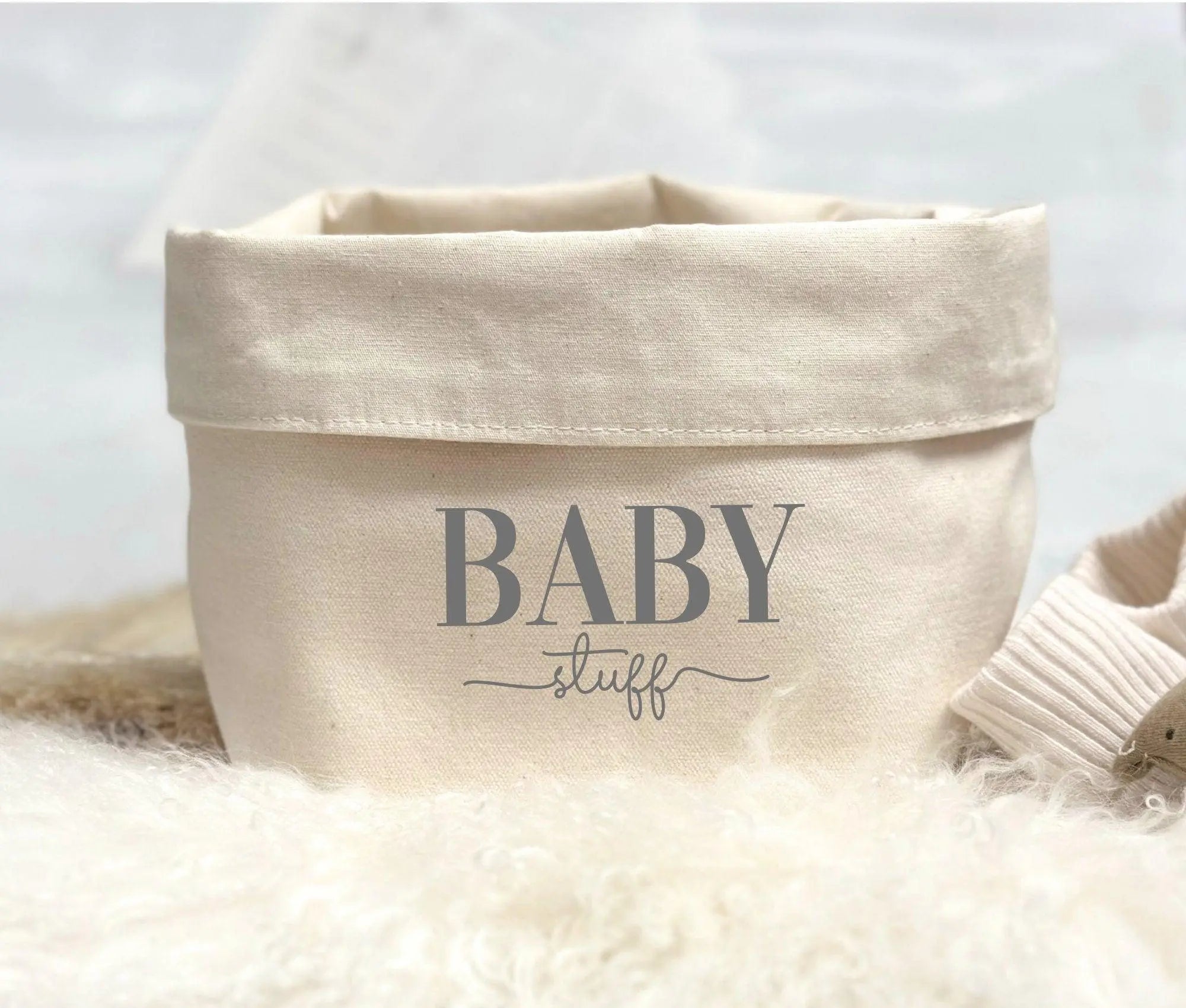 Kleiner beiger Canvas Utensilo | Stoffkorb natur | Baby stuff - Roo's Gift Shop