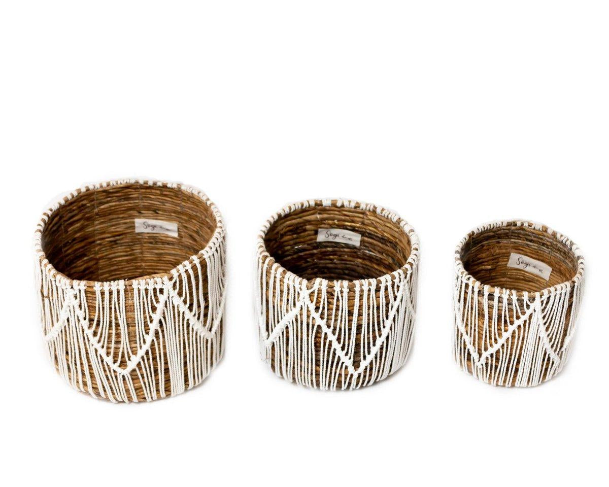 Korb aus Seegras ORIS | Runder Blumenkorb Boho - Roo's Gift Shop