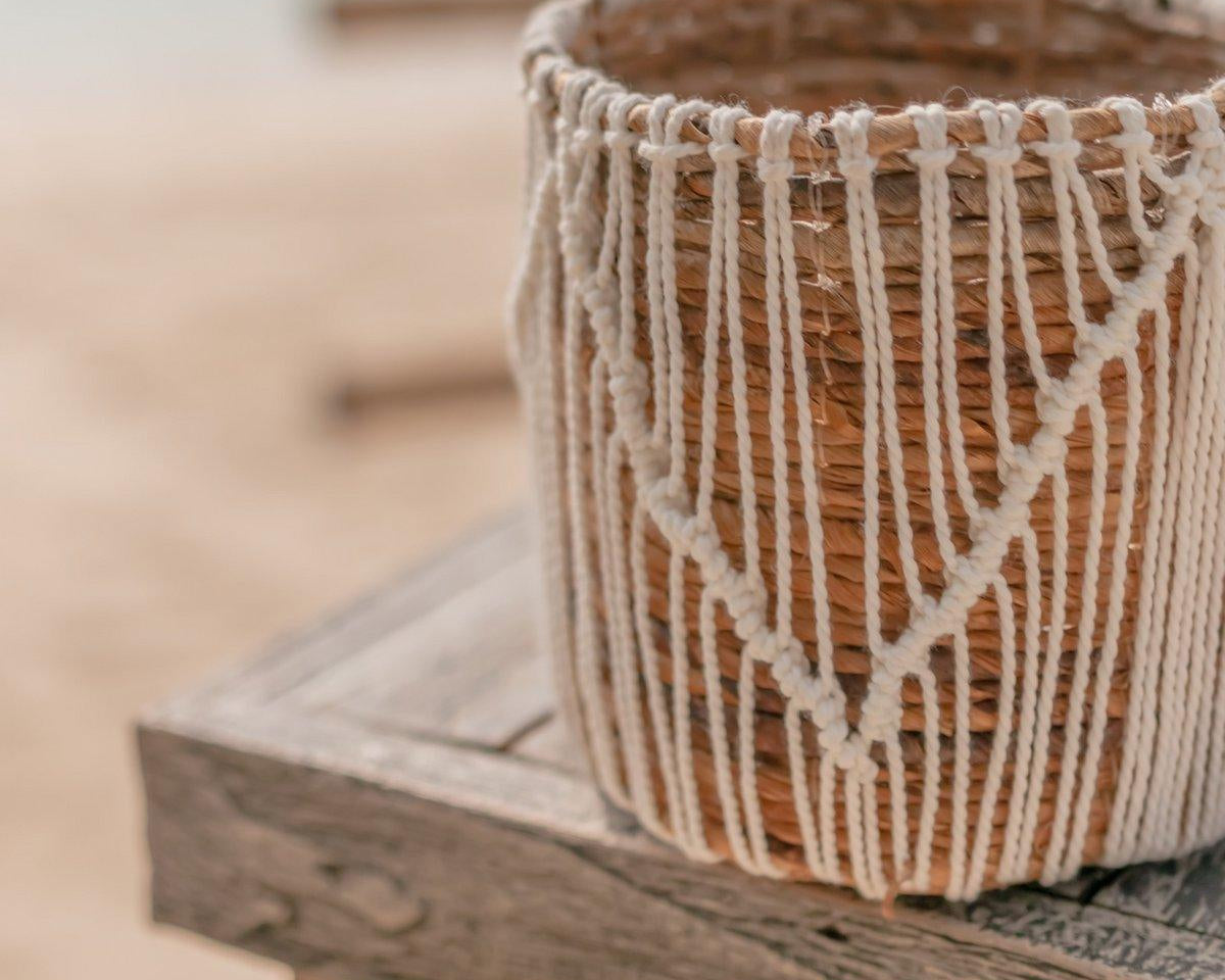 Korb aus Seegras ORIS | Runder Blumenkorb Boho - Roo's Gift Shop