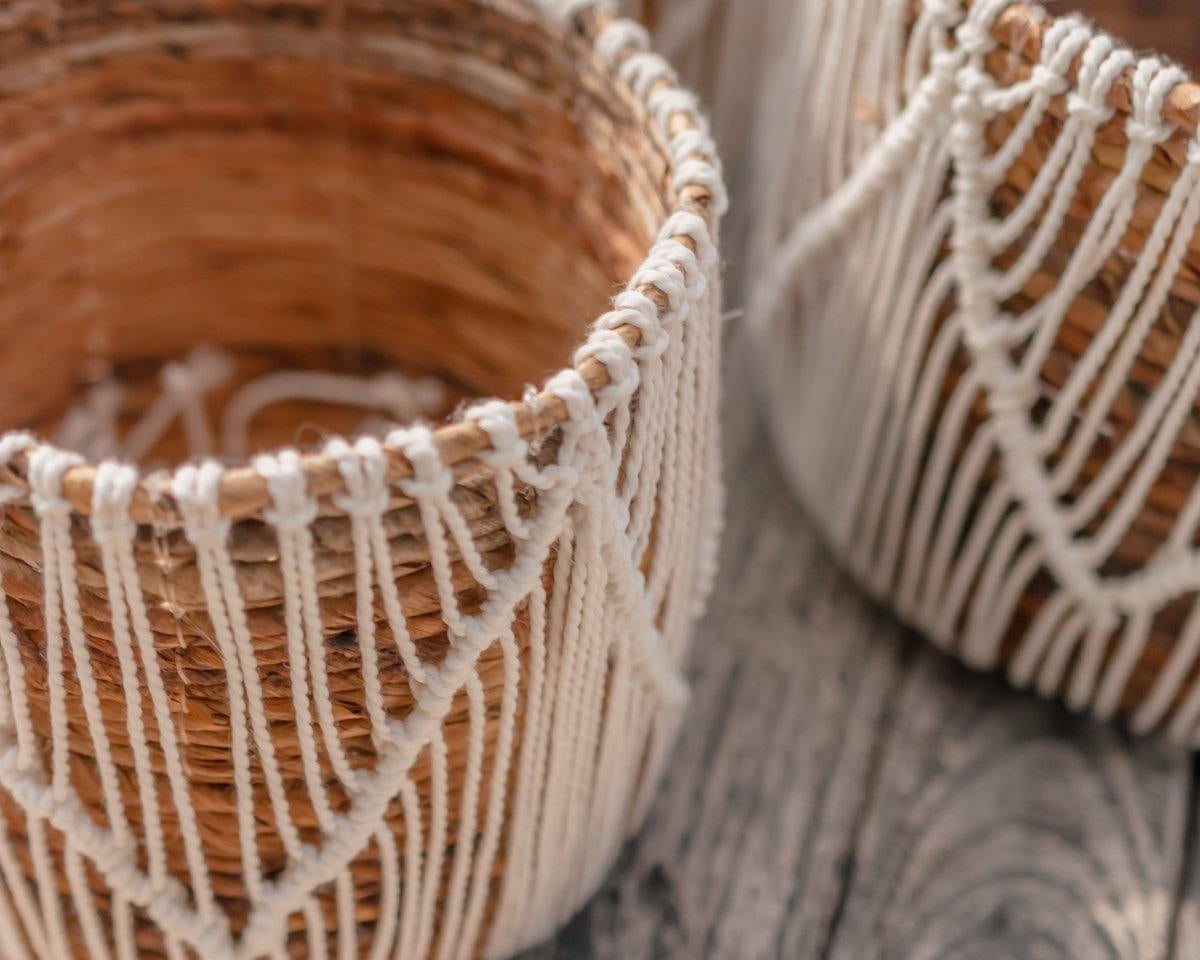 Korb aus Seegras ORIS | Runder Blumenkorb Boho - Roo's Gift Shop