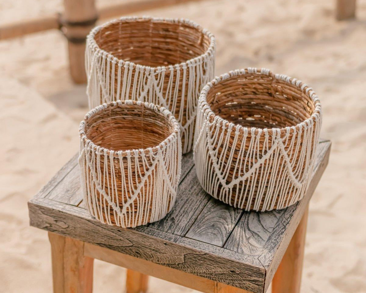 Korb aus Seegras ORIS | Runder Blumenkorb Boho - Roo's Gift Shop