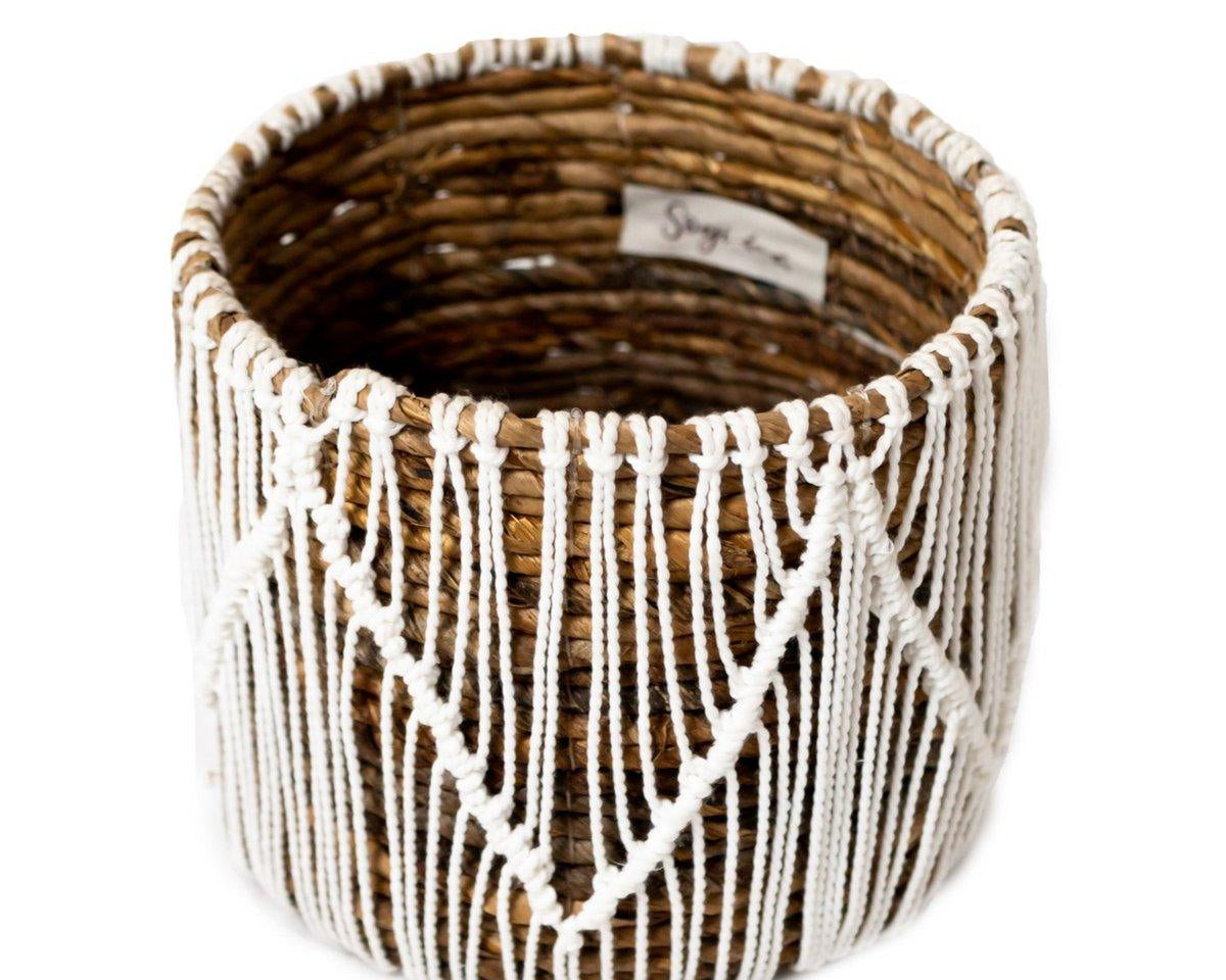 Korb aus Seegras ORIS | Runder Blumenkorb Boho - Roo's Gift Shop