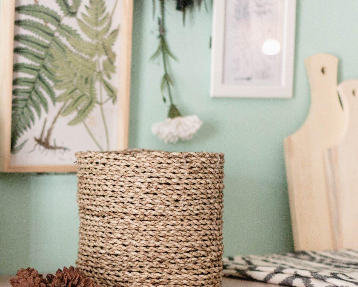 Korb Seegras BHINNEKA | Boho Pflanzenkorb | rund in S,M oder L - Roo's Gift Shop