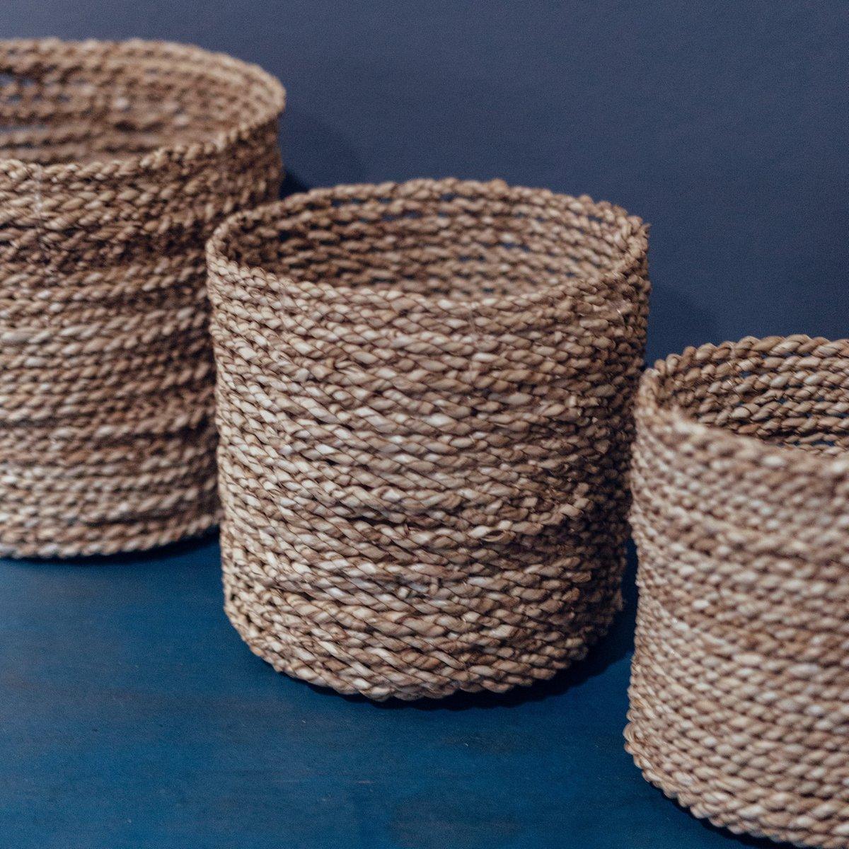 Korb Seegras BHINNEKA | Boho Pflanzenkorb | rund in S,M oder L - Roo's Gift Shop