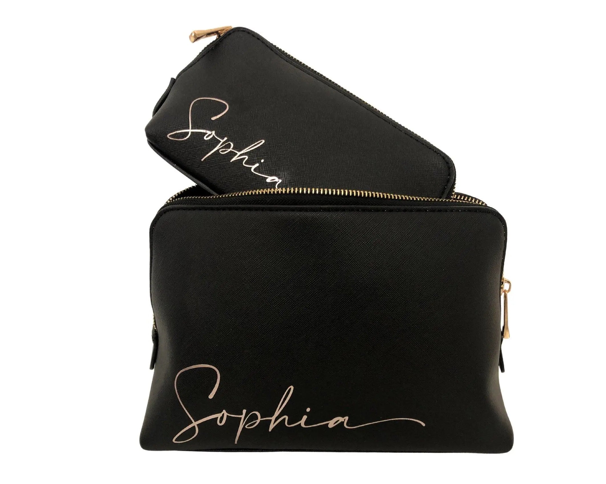 Kosmetiktasche | Schminktasche | personalisierbar | schwarz oder rosa - Roo's Gift Shop