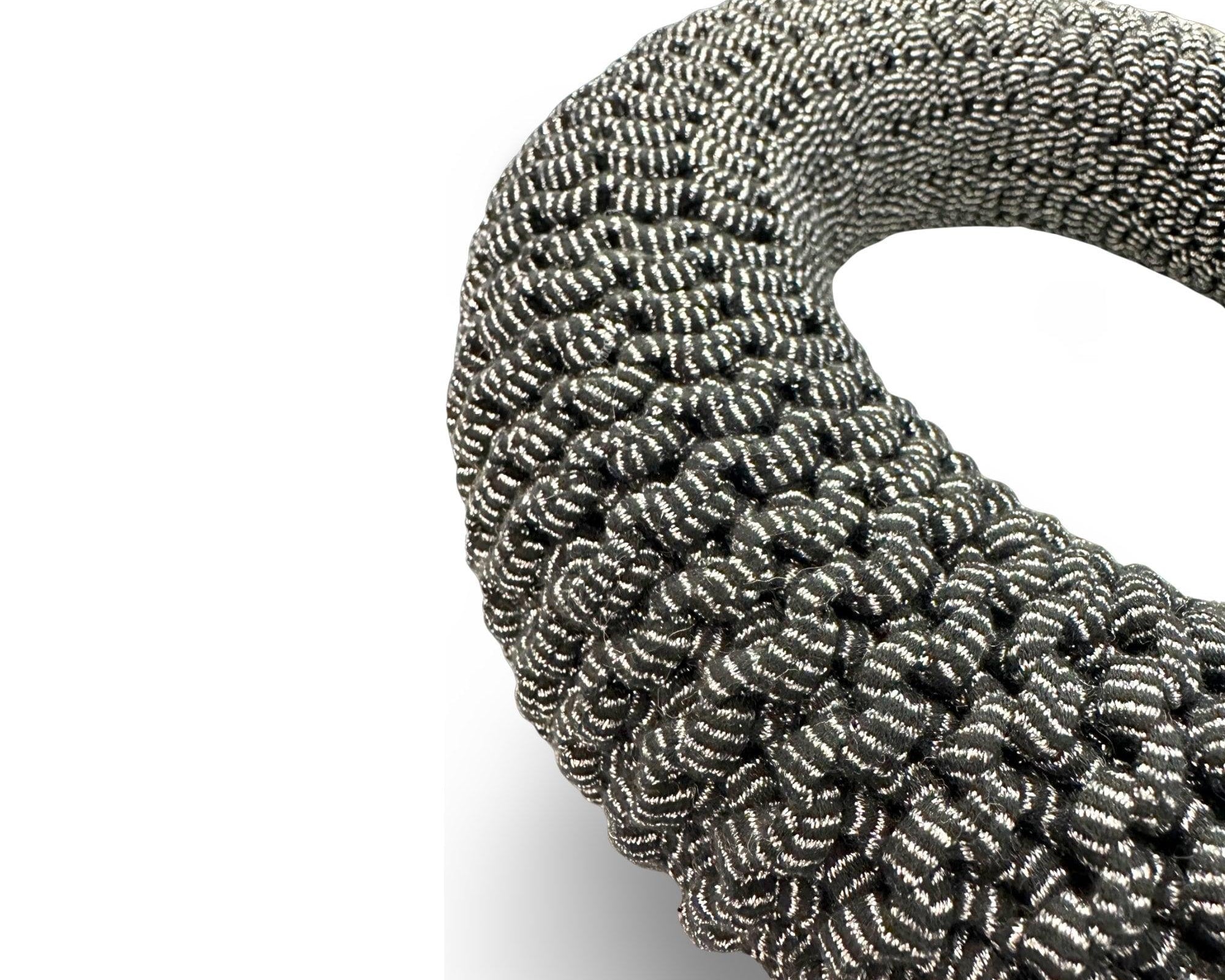 Kranz | gestrickt | Grobstrick | 30 cm | Adventskranz | silber schwarz - Roo's Gift Shop