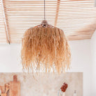 Lampe Raffia mit langen Fransen | Bast Lampenschirm Hängelampe | Boho - Roo's Gift Shop