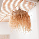 Lampe Raffia mit langen Fransen | Bast Lampenschirm Hängelampe | Boho - Roo's Gift Shop