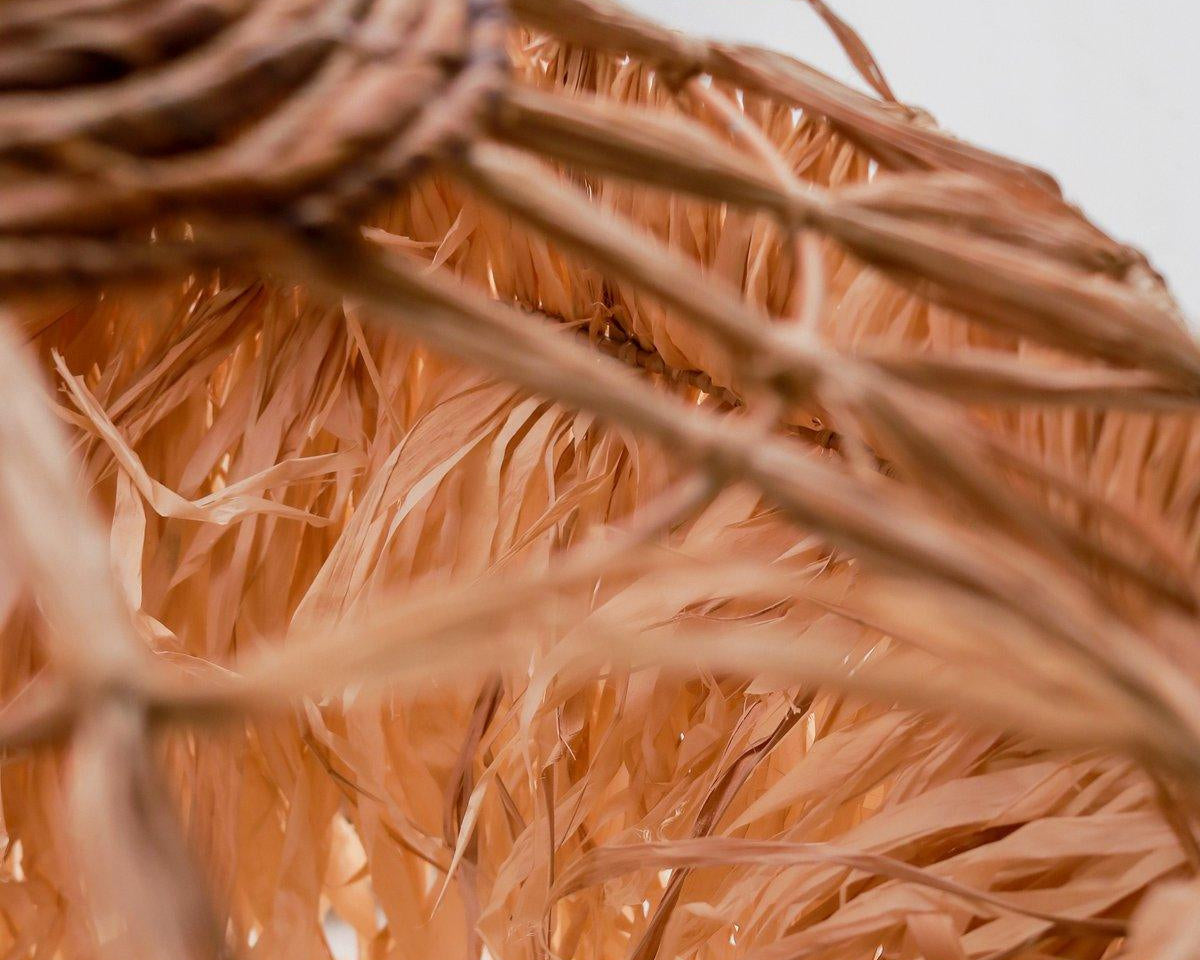Lampe Raffia mit langen Fransen | Bast Lampenschirm Hängelampe | Boho - Roo's Gift Shop