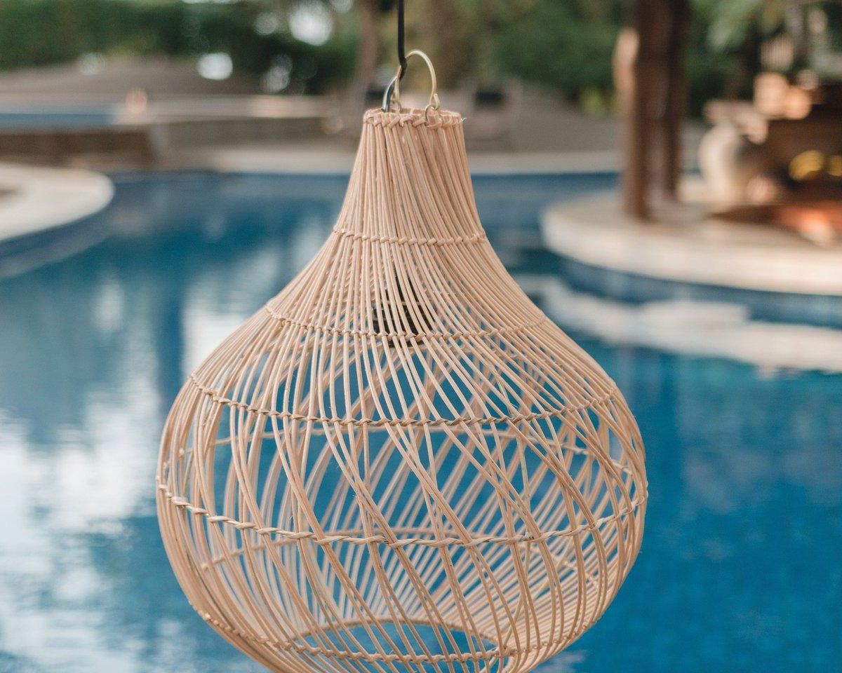 Lampenschirm Rattan | Boho Hängelampe KENARI - Roo's Gift Shop
