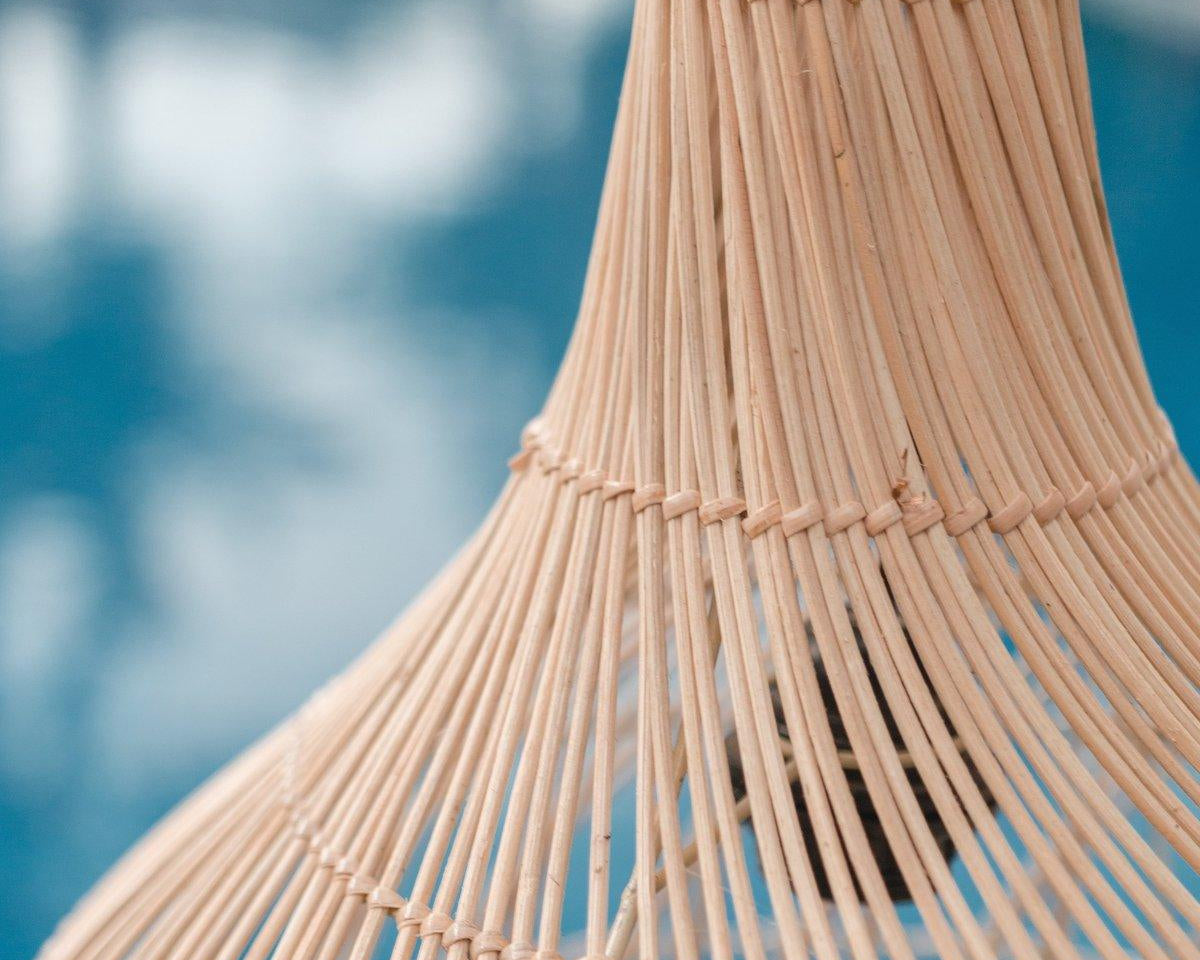Lampenschirm Rattan | Boho Hängelampe KENARI - Roo's Gift Shop