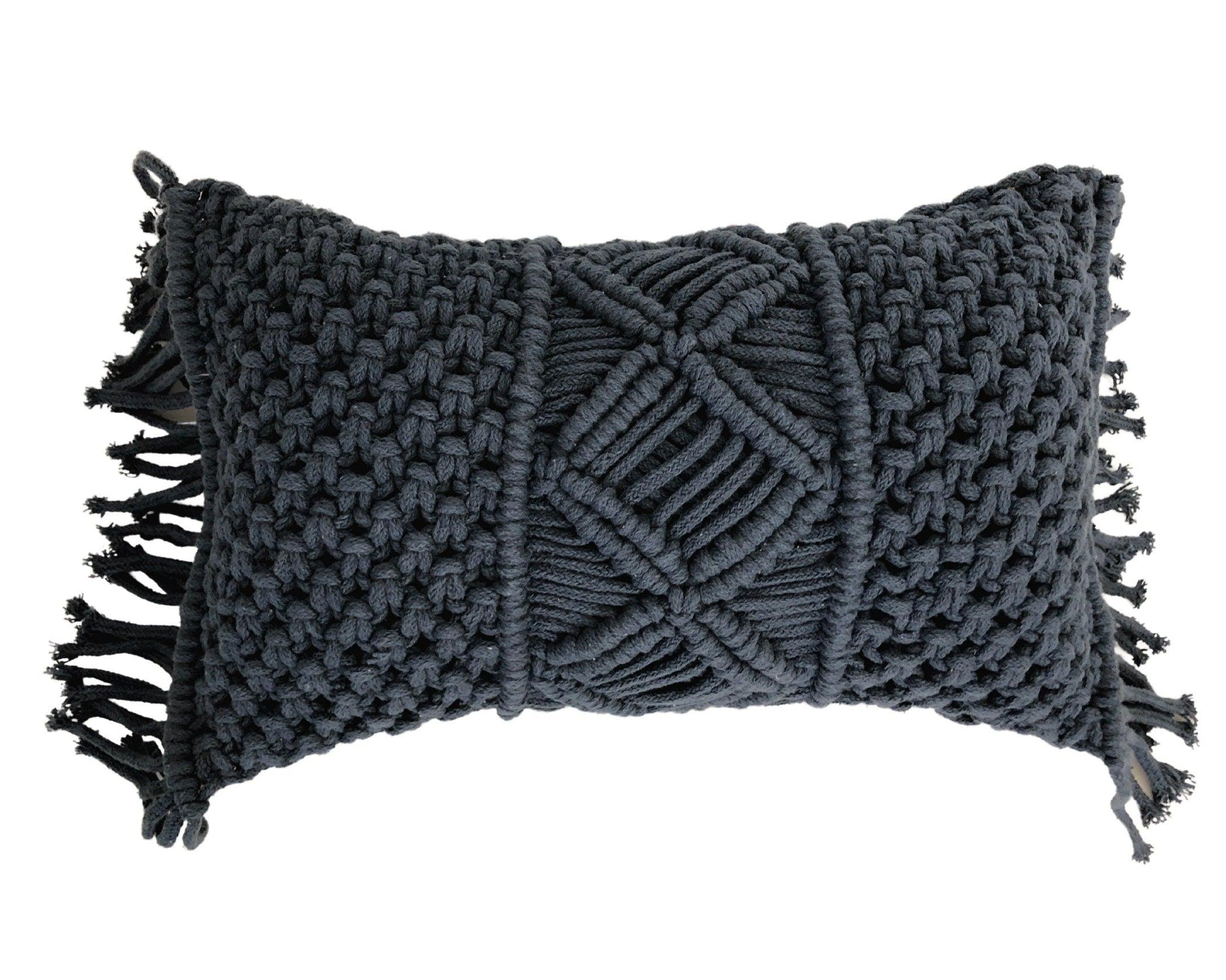 Makramee Kissen | Boho | 30 x 50 cm | hellgrau - Roo's Gift Shop