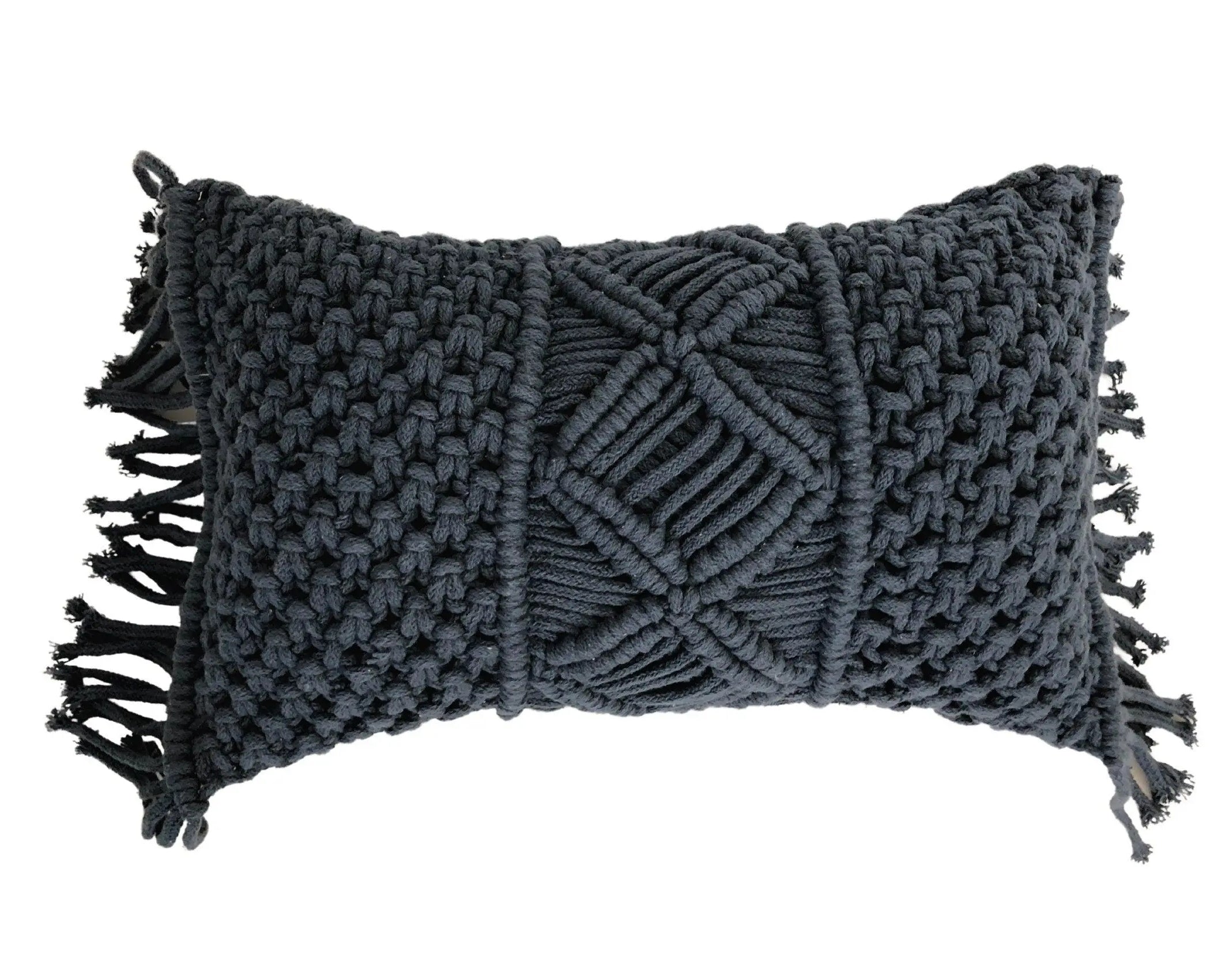 Makramee Kissen | Boho | 30 x 50 cm | hellgrau - Roo's Gift Shop