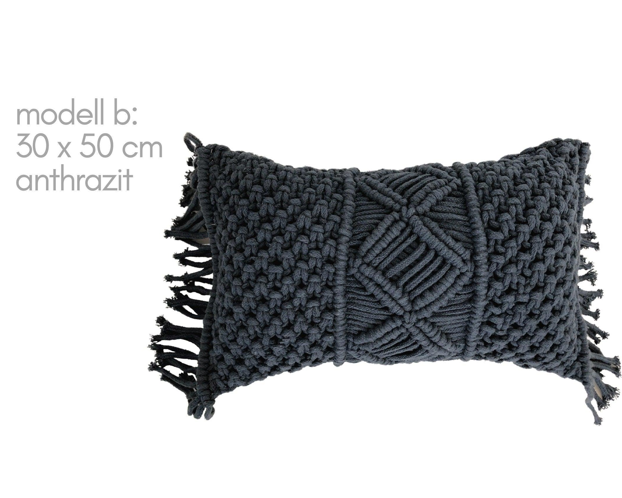 Makramee Kissen | Boho | 30 x 50 cm | hellgrau - Roo's Gift Shop