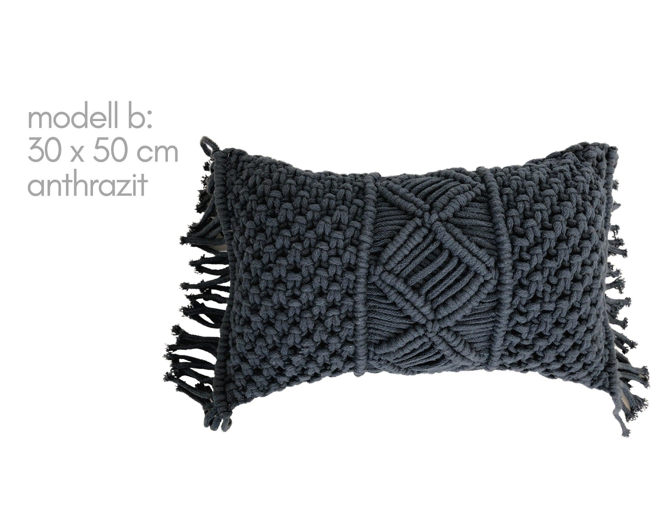 Makramee Kissen | Boho | 30 x 50 cm | hellgrau - Roo's Gift Shop