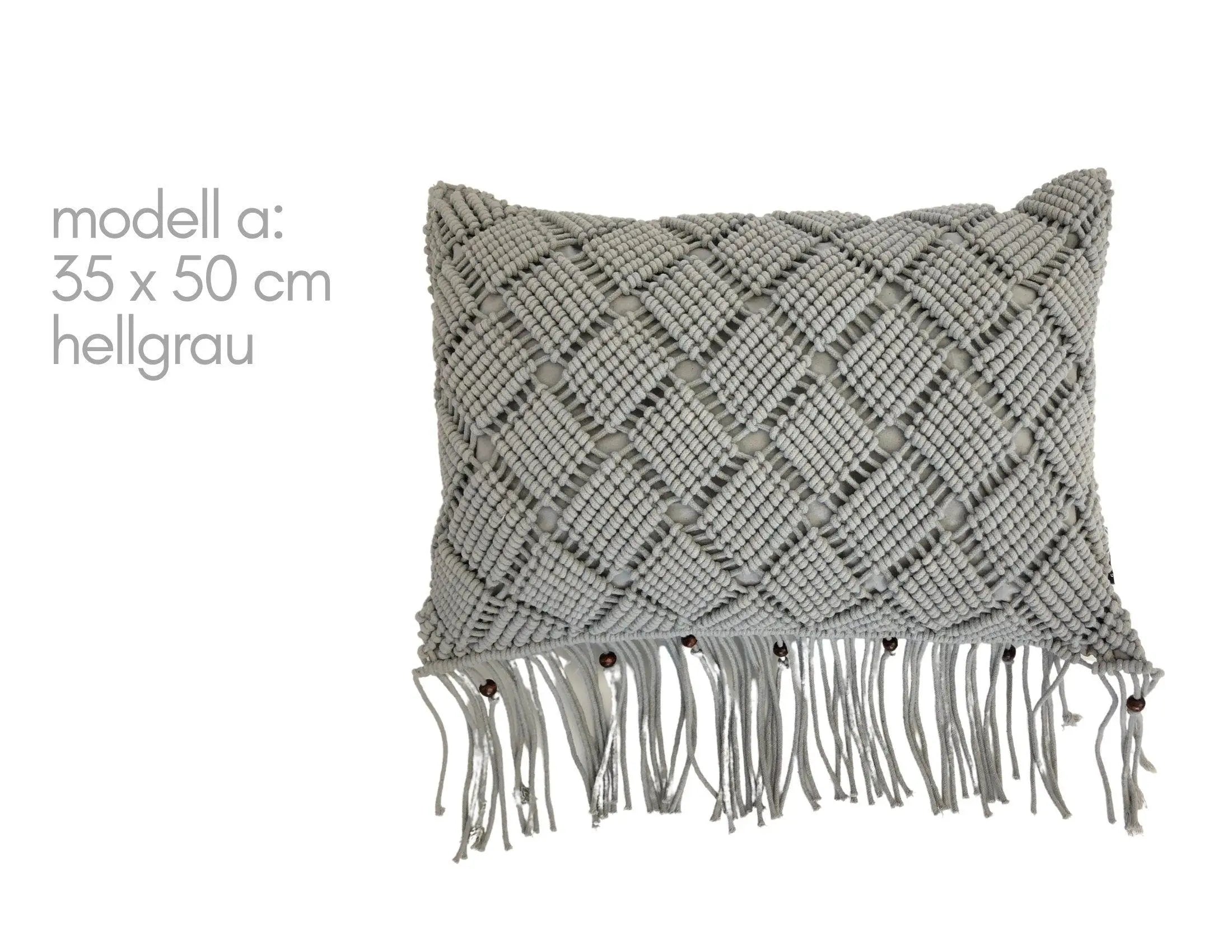 Makramee Kissen | Boho | 30 x 50 cm | hellgrau - Roo's Gift Shop