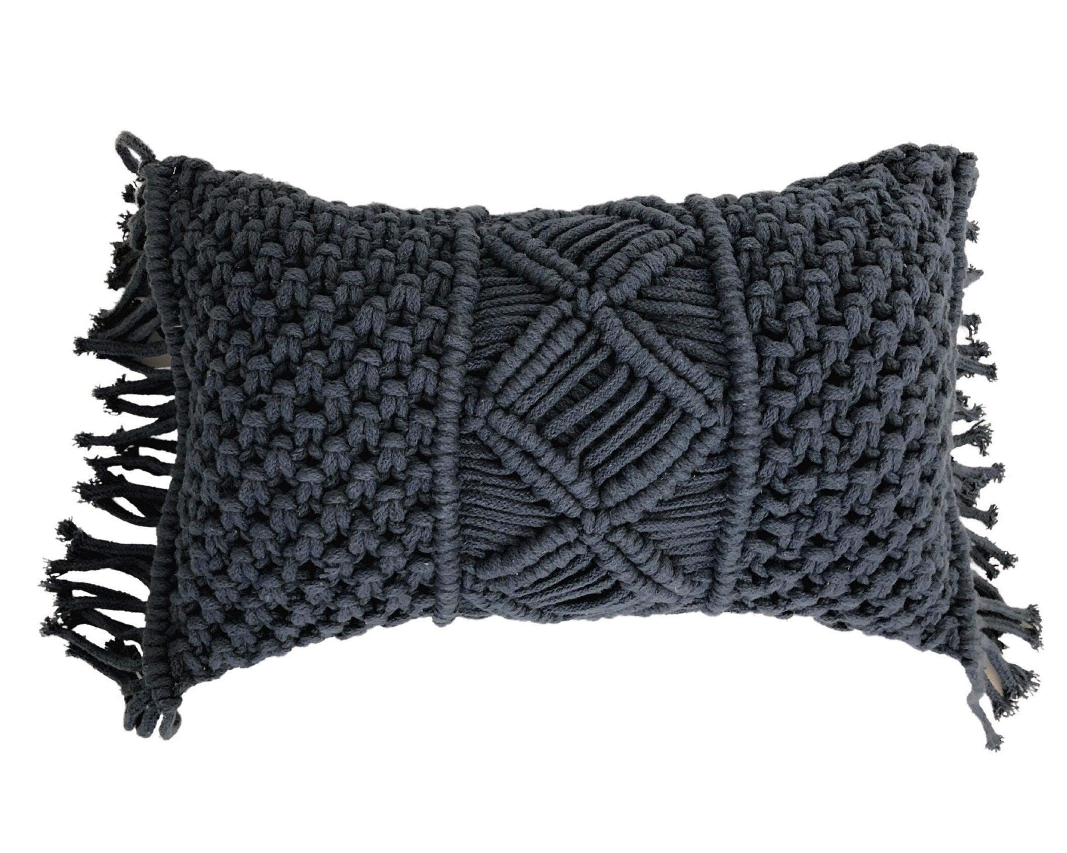Makramee Kissen | Boho | 30 x 50 cm | hellgrau - Roo's Gift Shop