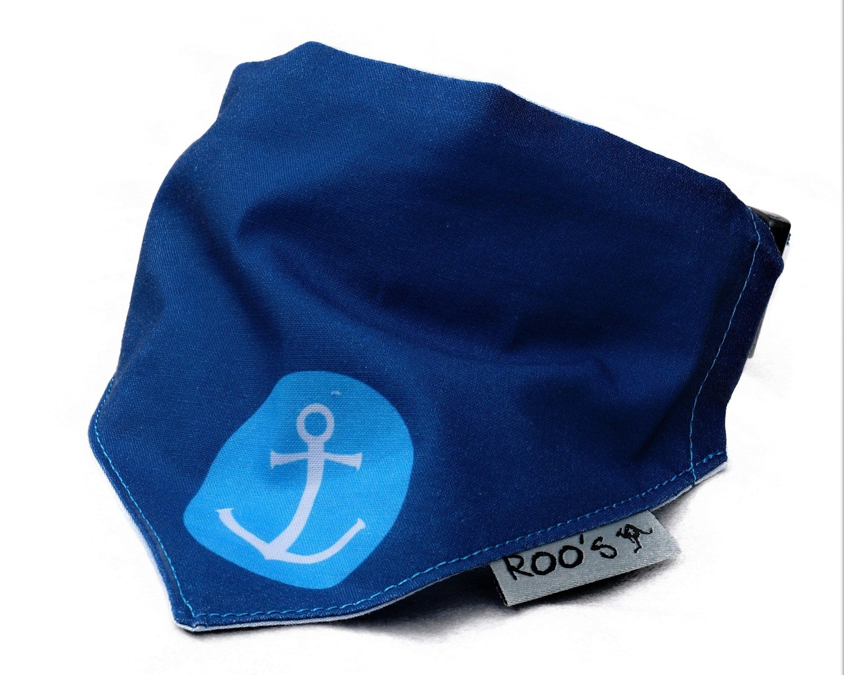Maritimes Hundehalstuch mit Anker | dunkelblaues Hunde Bandana - Roo's Gift Shop