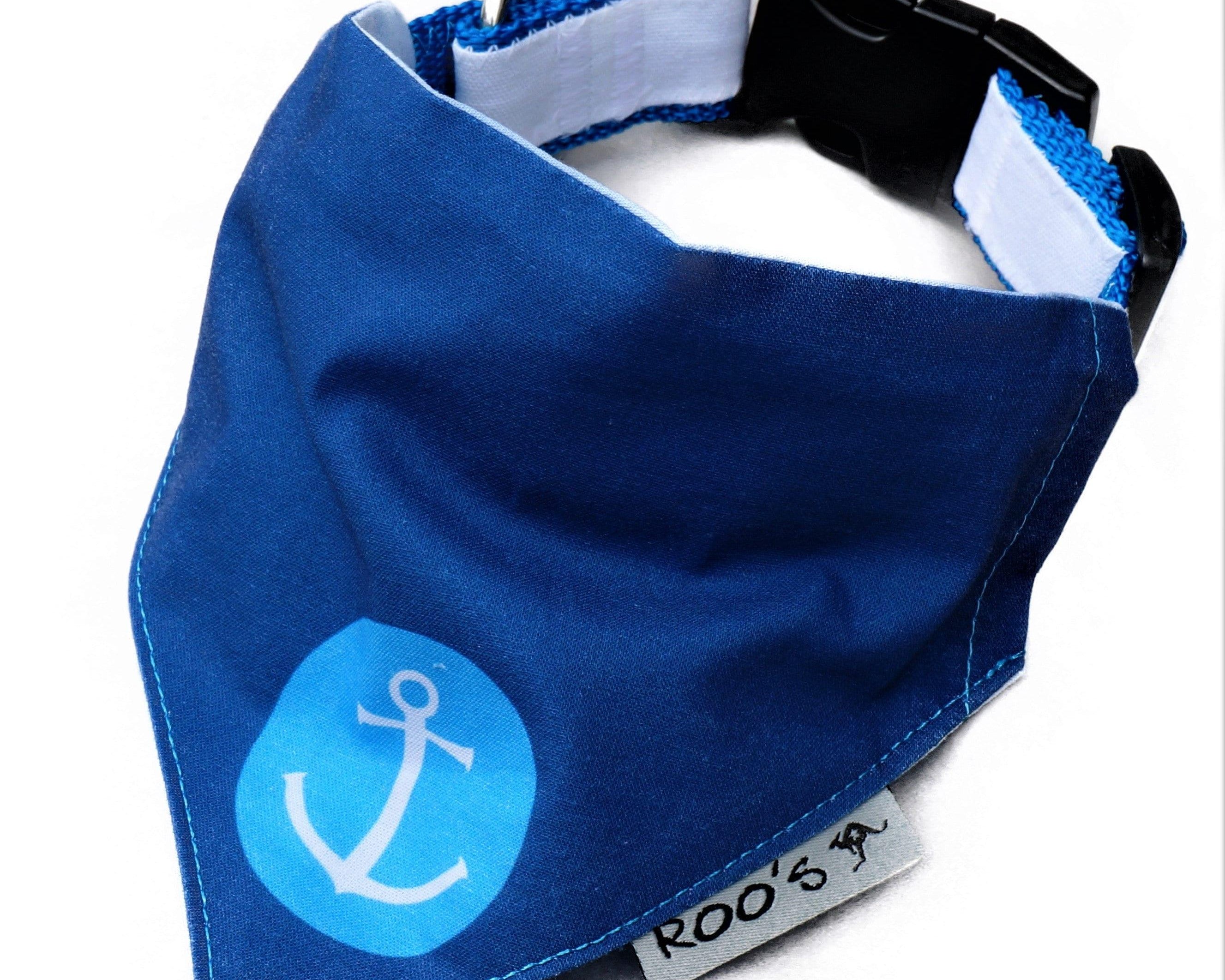 Maritimes Hundehalstuch mit Anker | dunkelblaues Hunde Bandana - Roo's Gift Shop