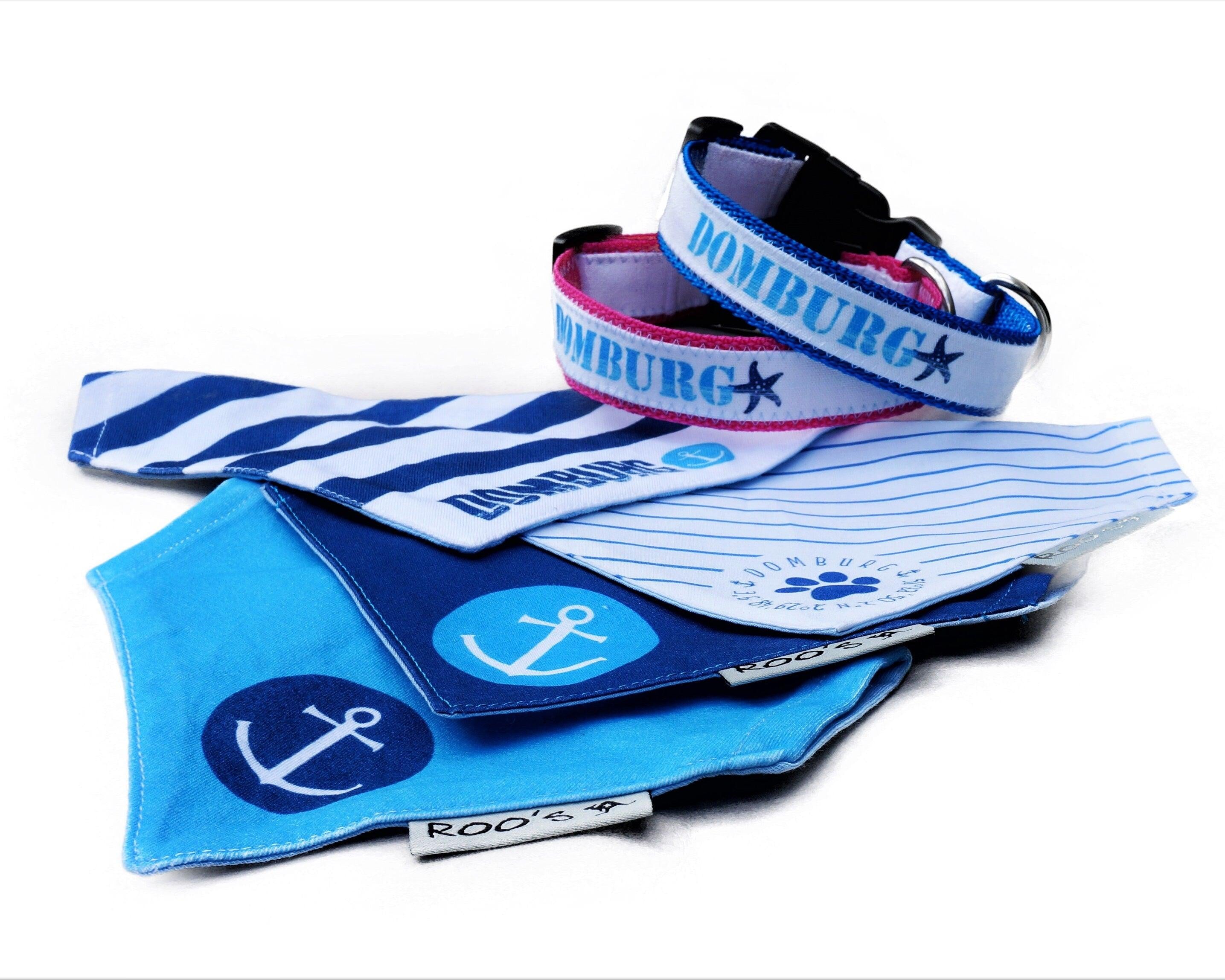 Maritimes Hundehalstuch mit Anker | dunkelblaues Hunde Bandana - Roo's Gift Shop
