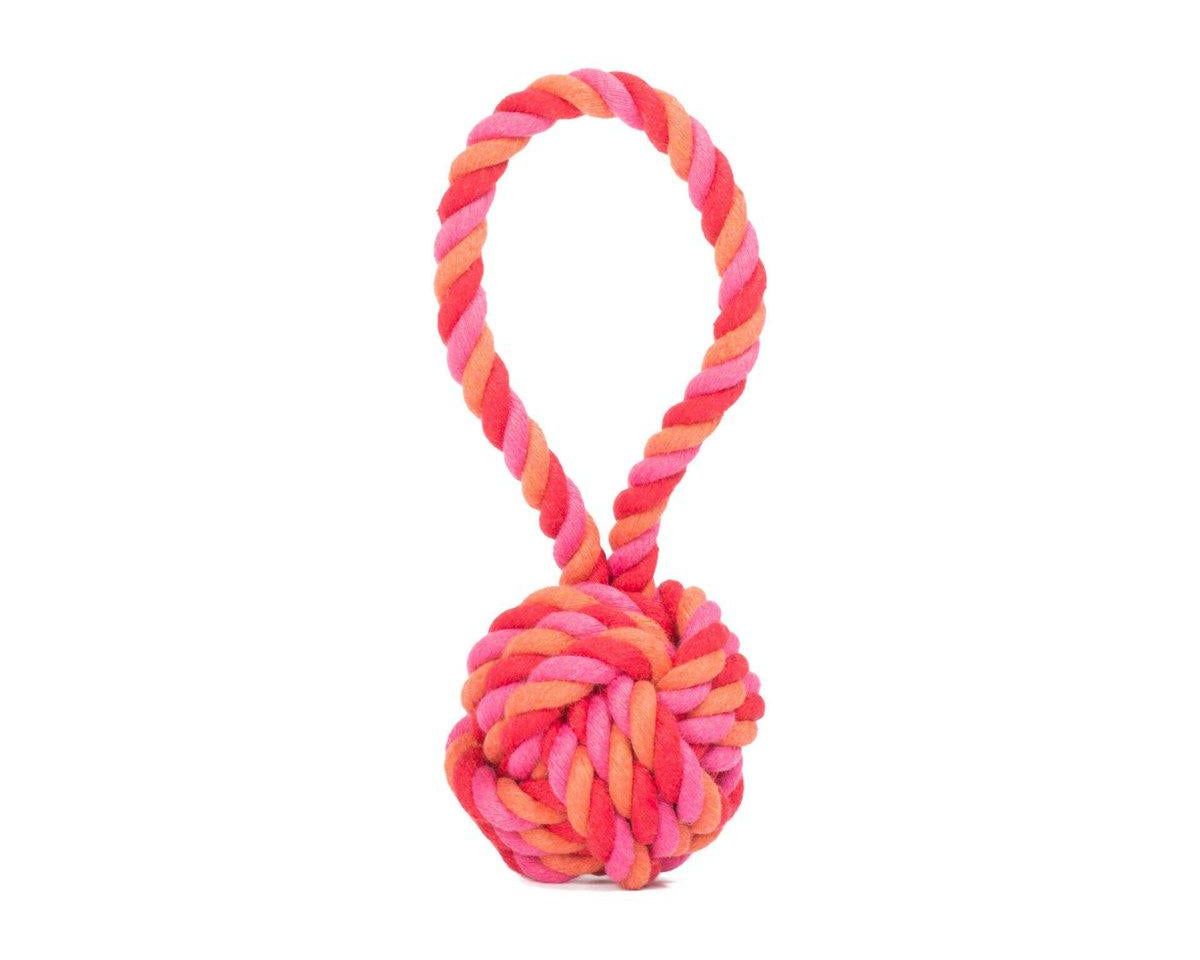 Mini Schleuderball Seilspielzeug - Hund Rosa-Rot-Orange 6x6x13 cm - Roo's Gift Shop