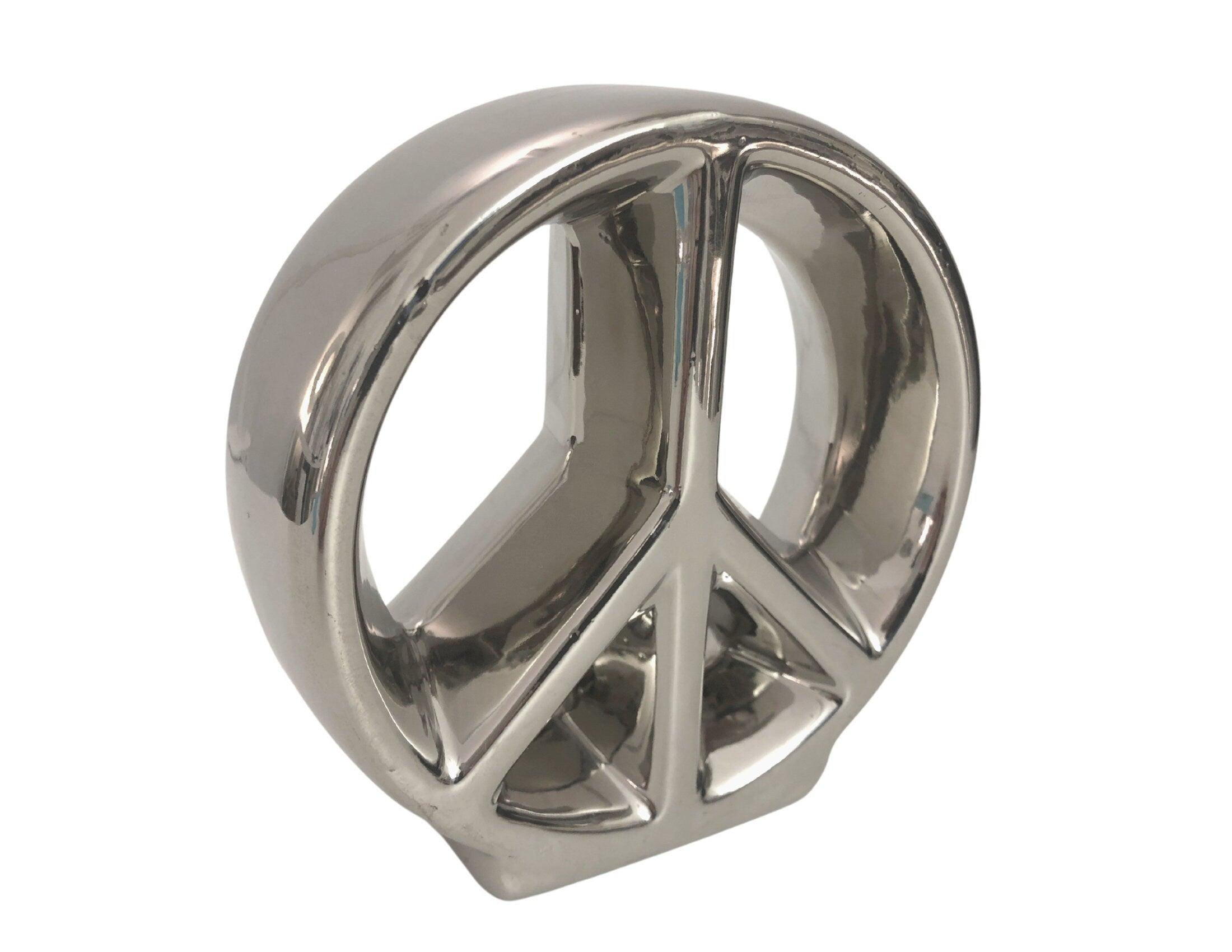 Objekt | Peace Zeichen | Keramik | silber - Roo's Gift Shop
