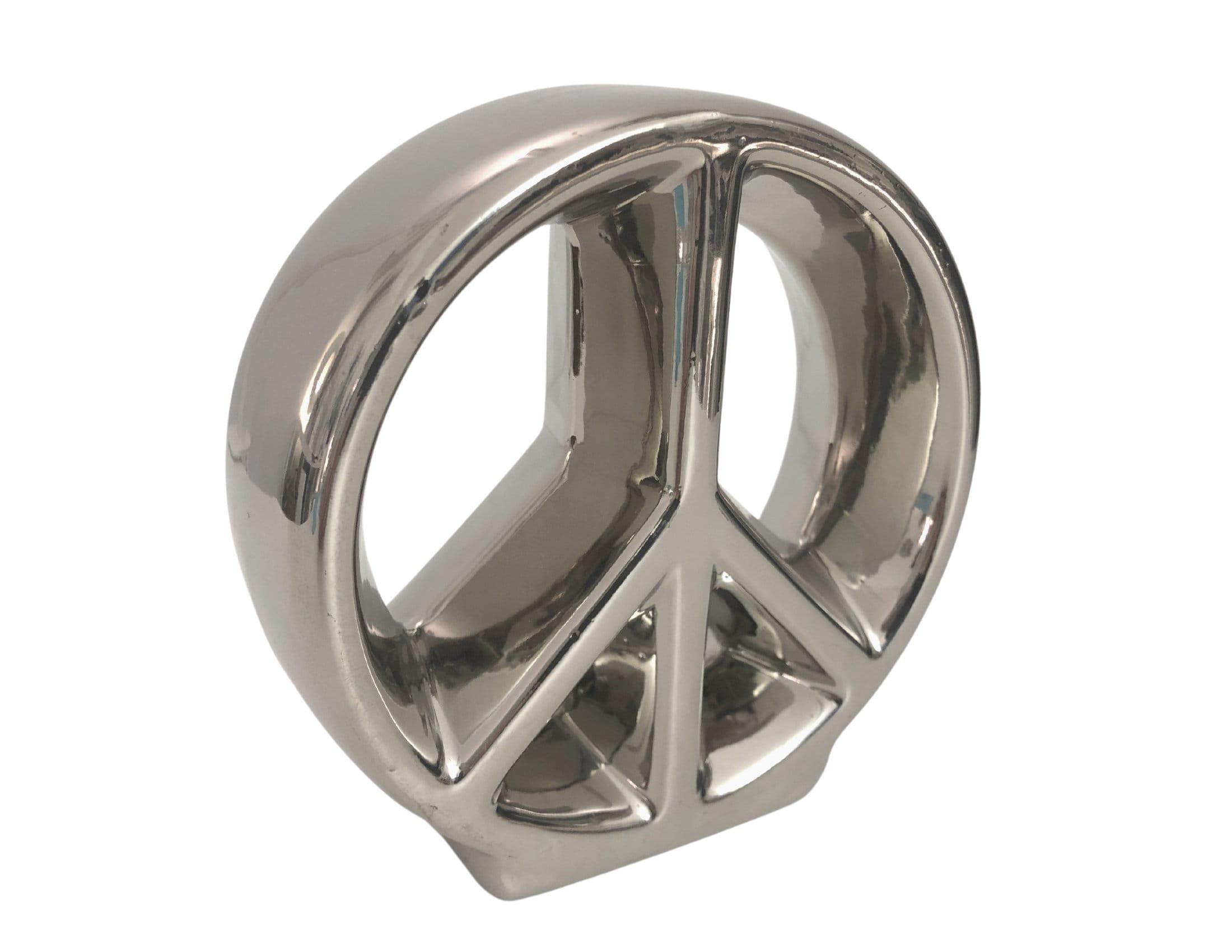 Objekt | Peace Zeichen | Keramik | silber - Roo's Gift Shop
