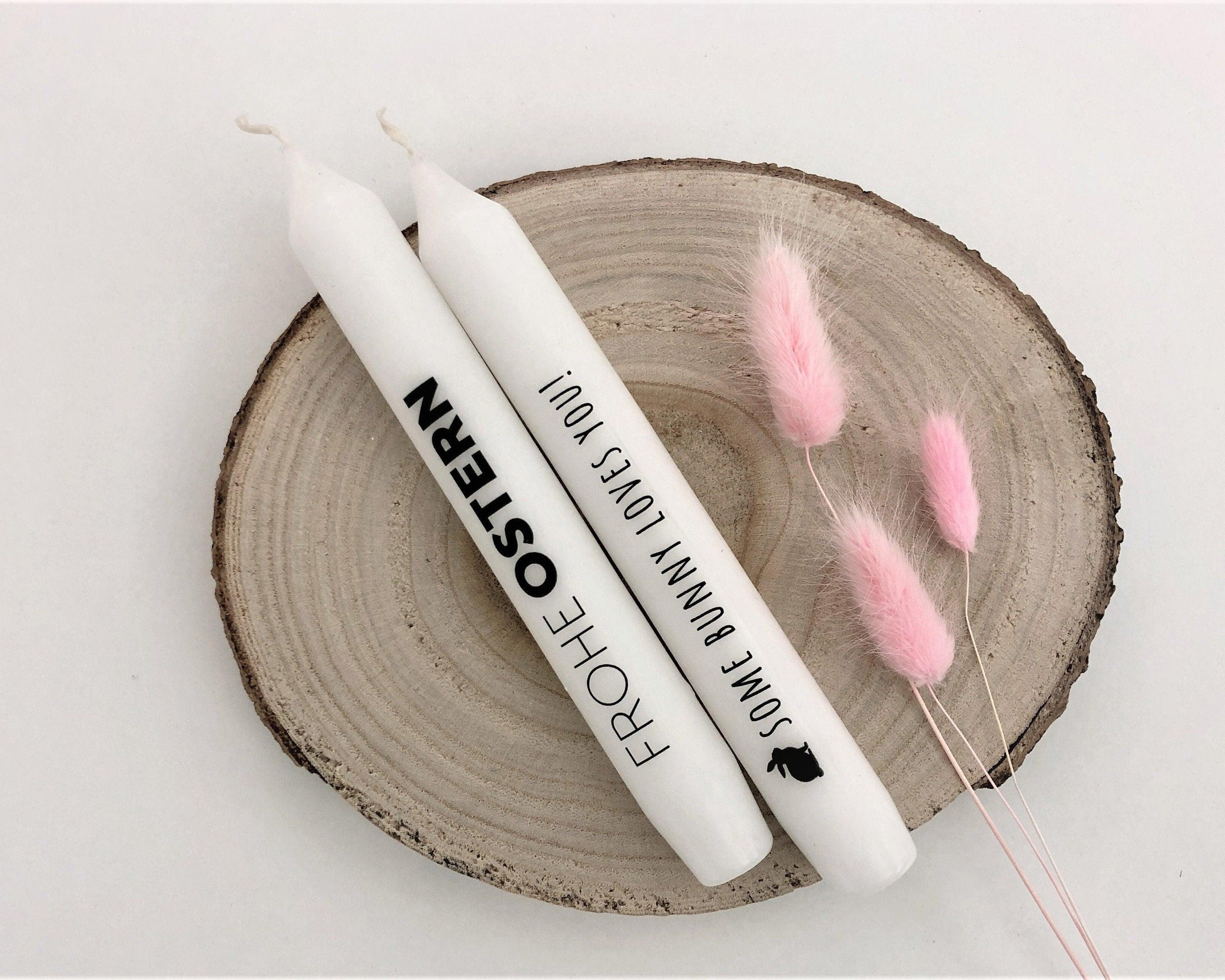 Oster Kerzen mit Botschaft | zwei Stabkerzen Ostern - Roo's Gift Shop