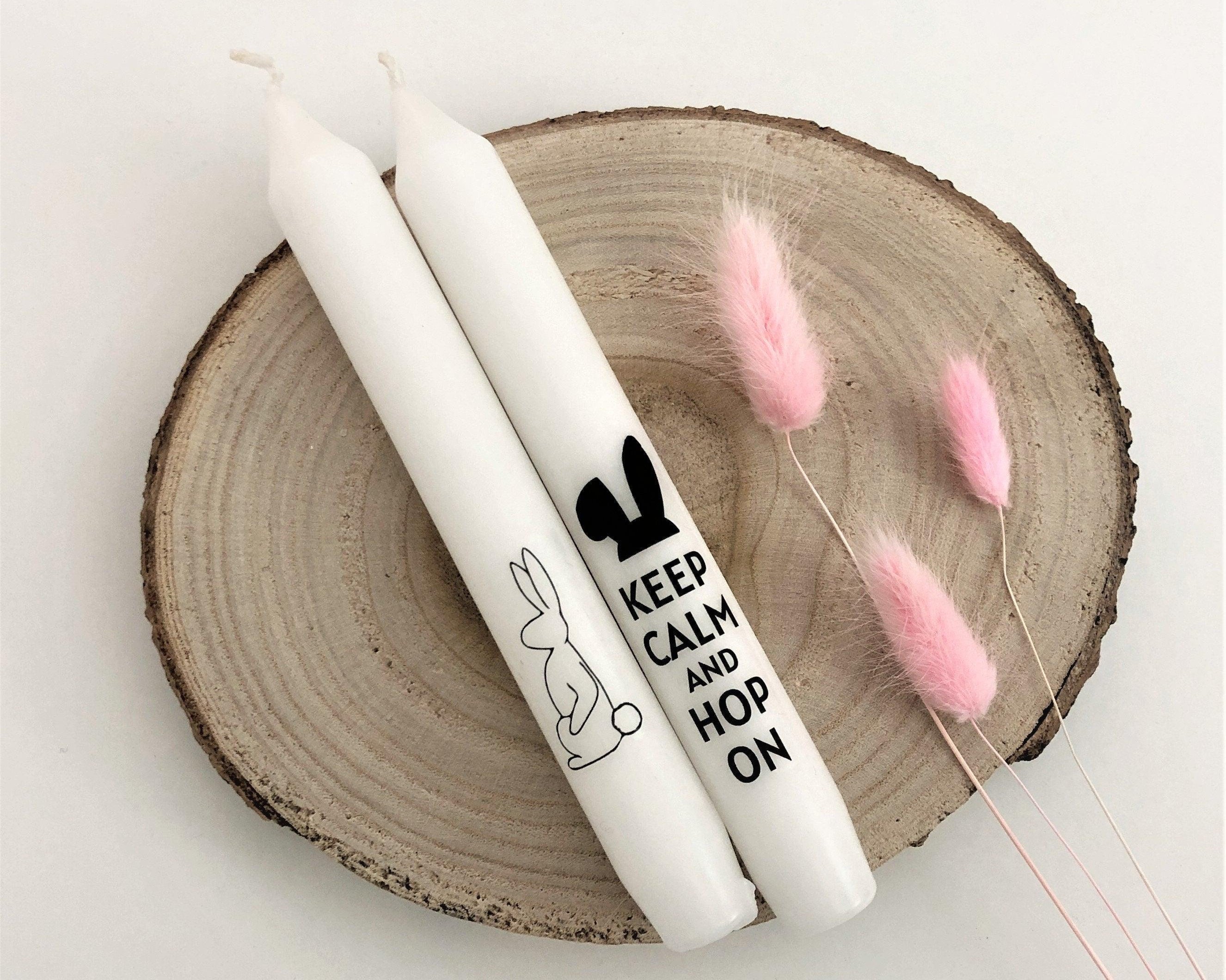 Oster Kerzen mit Botschaft | zwei Stabkerzen Ostern - Roo's Gift Shop