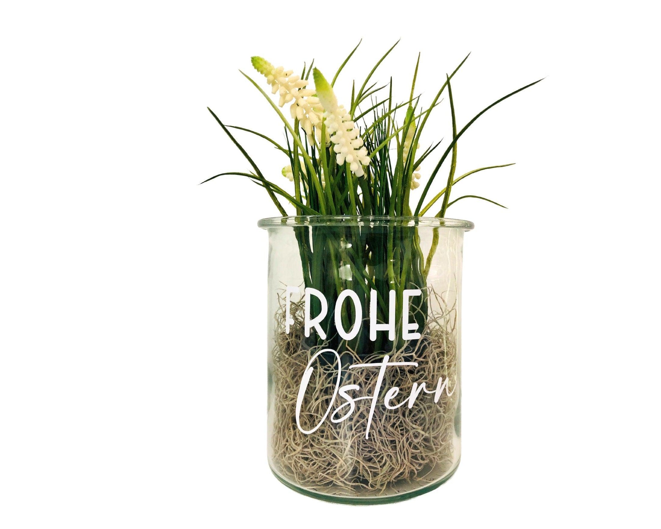 Ostern | Glas Übertopf | Sticker Frohe Ostern | weiß oder schwarz - Roo's Gift Shop
