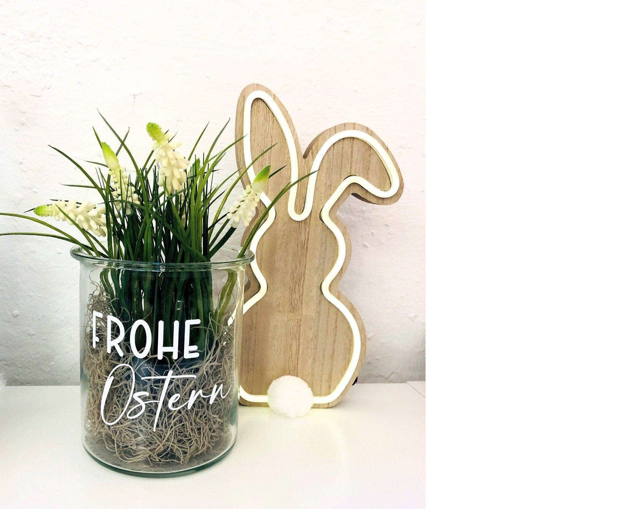 Ostern | Glas Übertopf | Sticker Frohe Ostern | weiß oder schwarz - Roo's Gift Shop