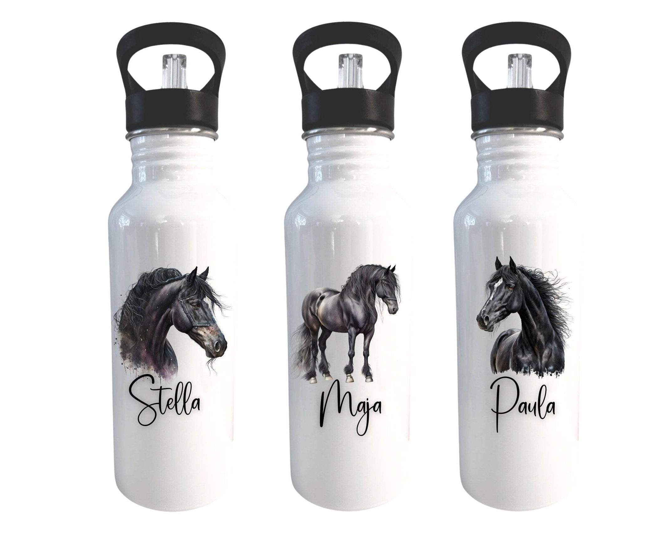 Personalisierter Stundenplan | schwarze Pferde | rosa Glitzer Herz | magnetisch und abwischbar | nachhaltig | auch zum Download - Roo's Gift Shop