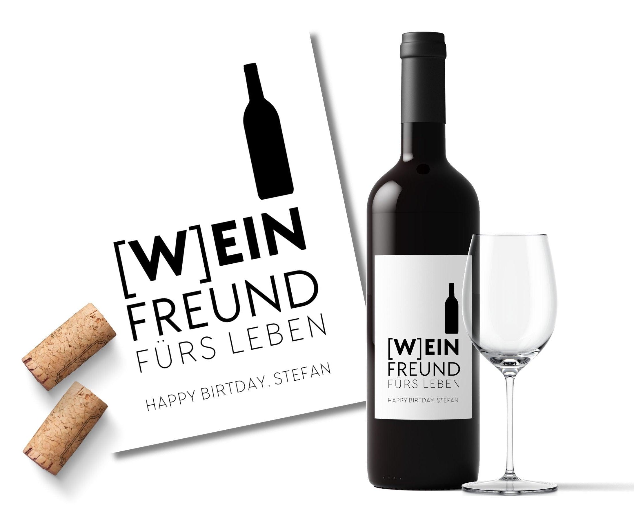 Personalisiertes Weinflaschen Etikett | Geburtstag | (W)Ein Freund fürs Leben - Roo's Gift Shop