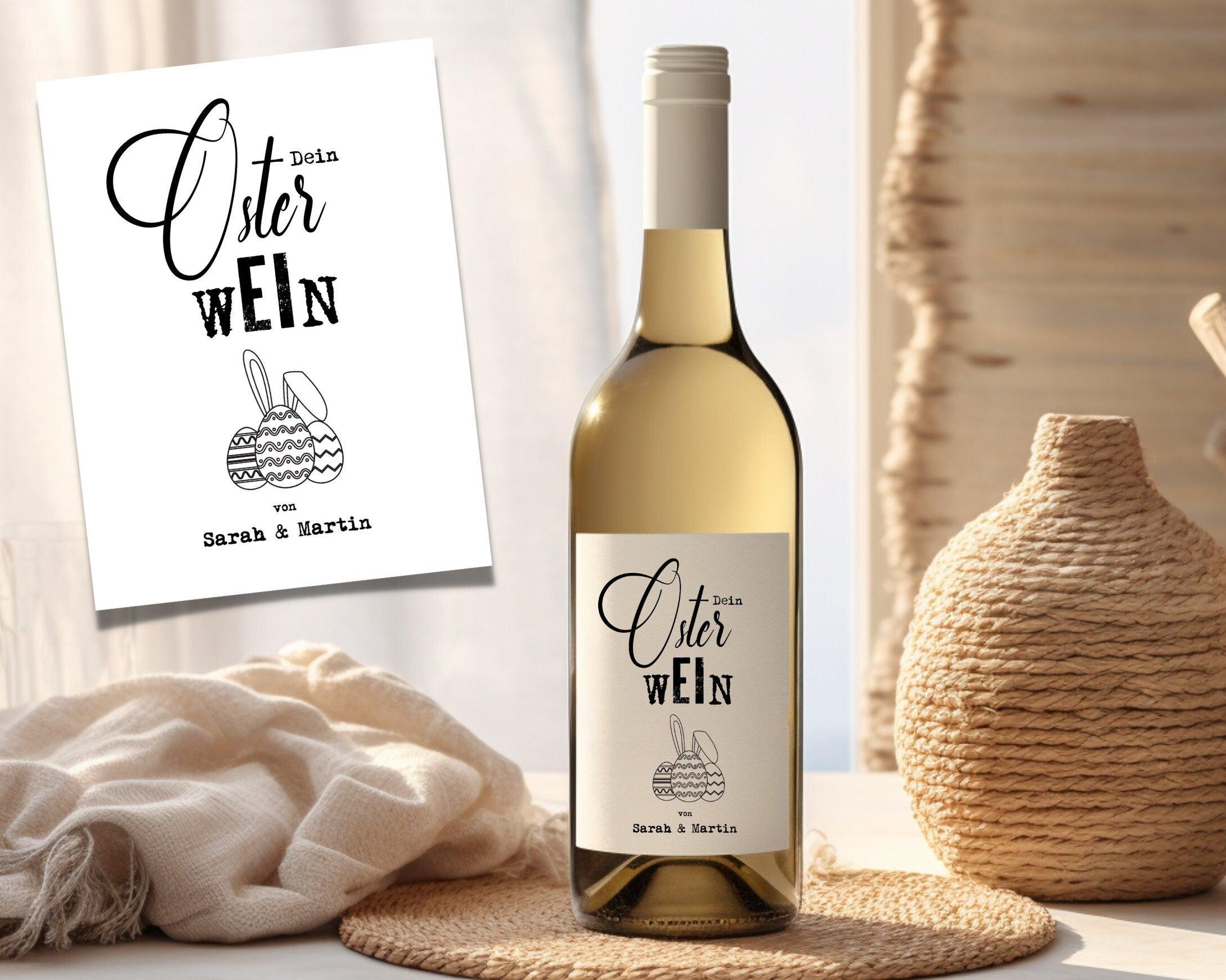 Personalisiertes Weinflaschen Etikett | Geschenk Ostern | Osterwein - Roo's Gift Shop