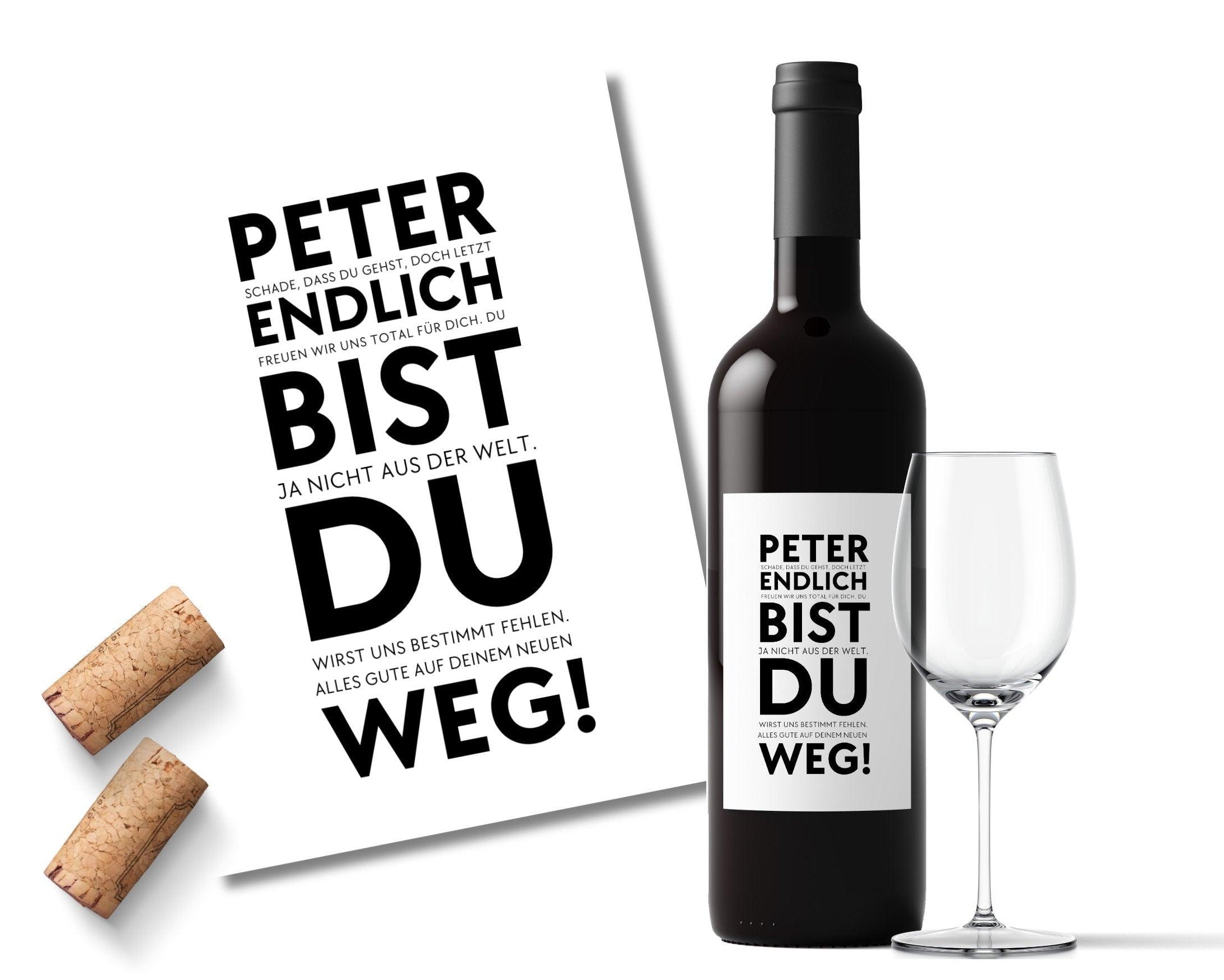 Personalisiertes Weinflaschen Etikett | Geschenk Verabschiedung Kollege/in - Roo's Gift Shop