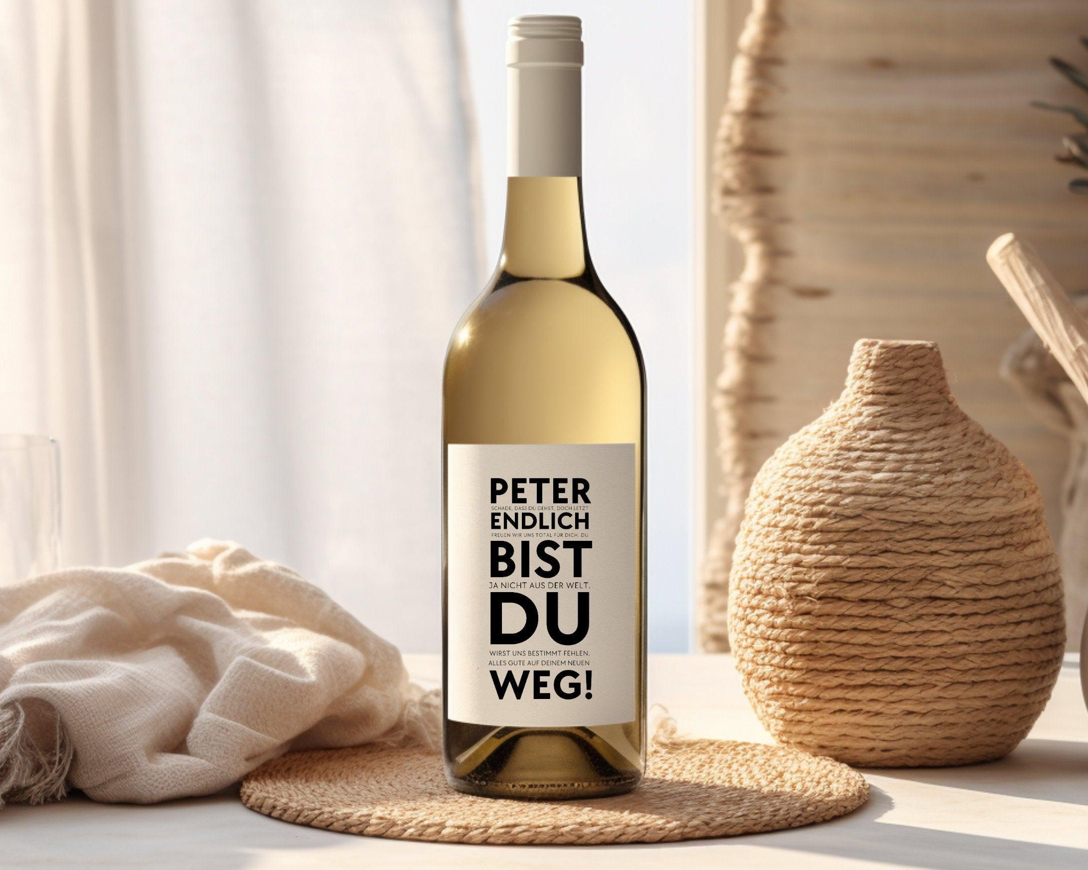 Personalisiertes Weinflaschen Etikett | Geschenk Verabschiedung Kollege/in - Roo's Gift Shop