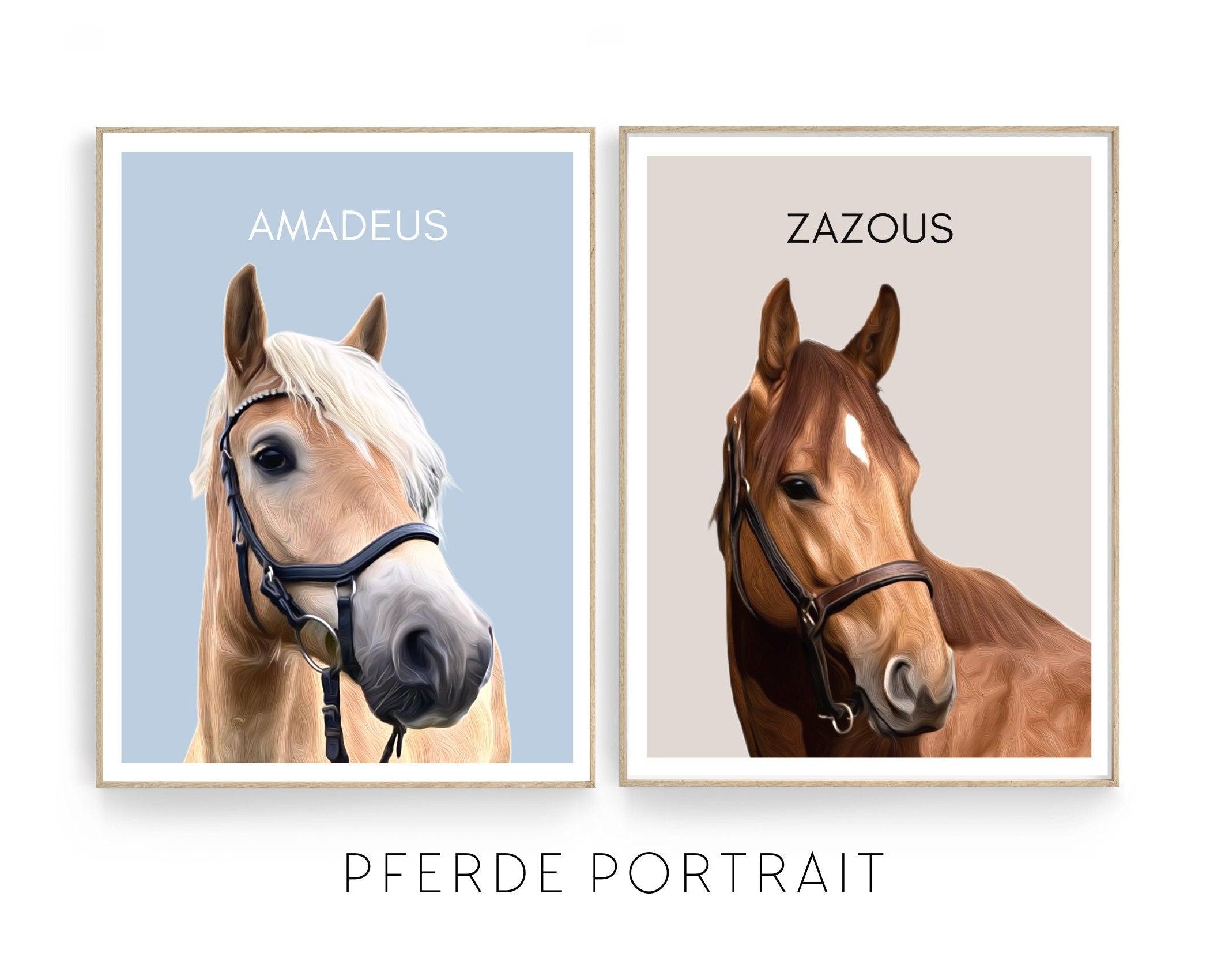 Pferde Portrait | nach Foto mit Namen - Roo's Gift Shop