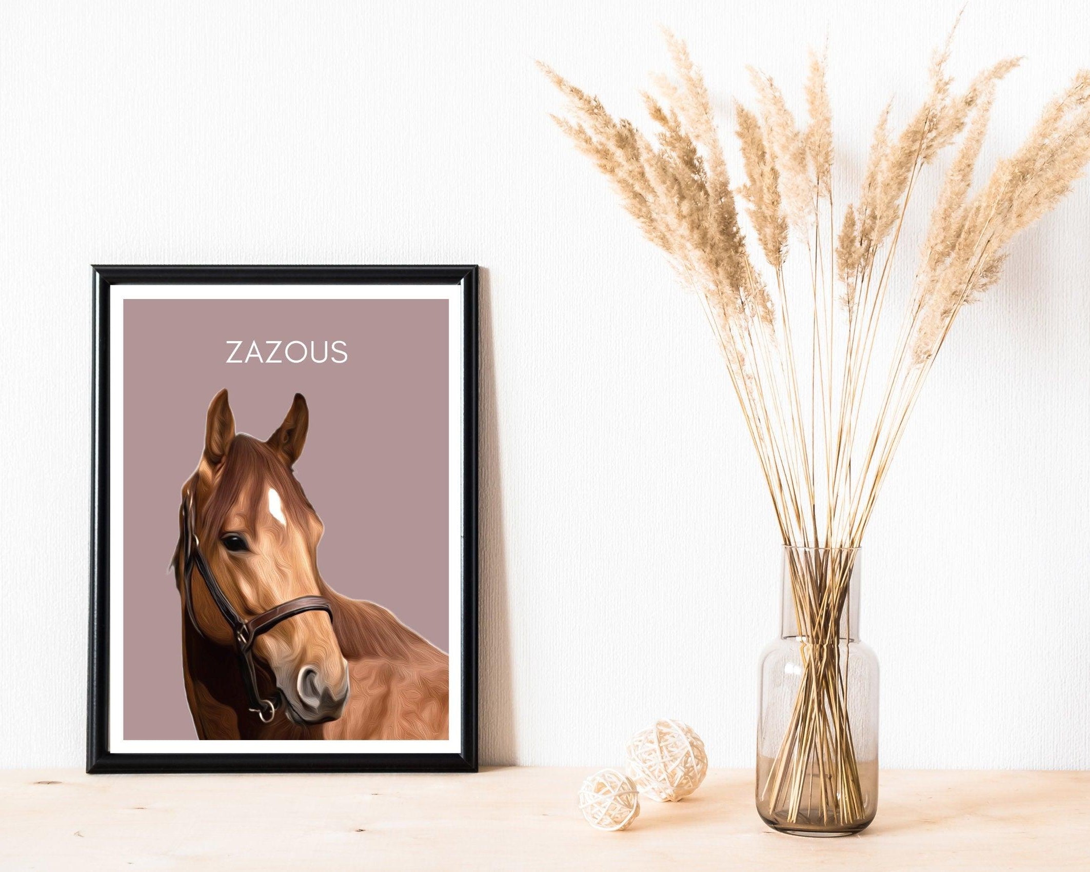 Pferde Portrait | nach Foto mit Namen - Roo's Gift Shop