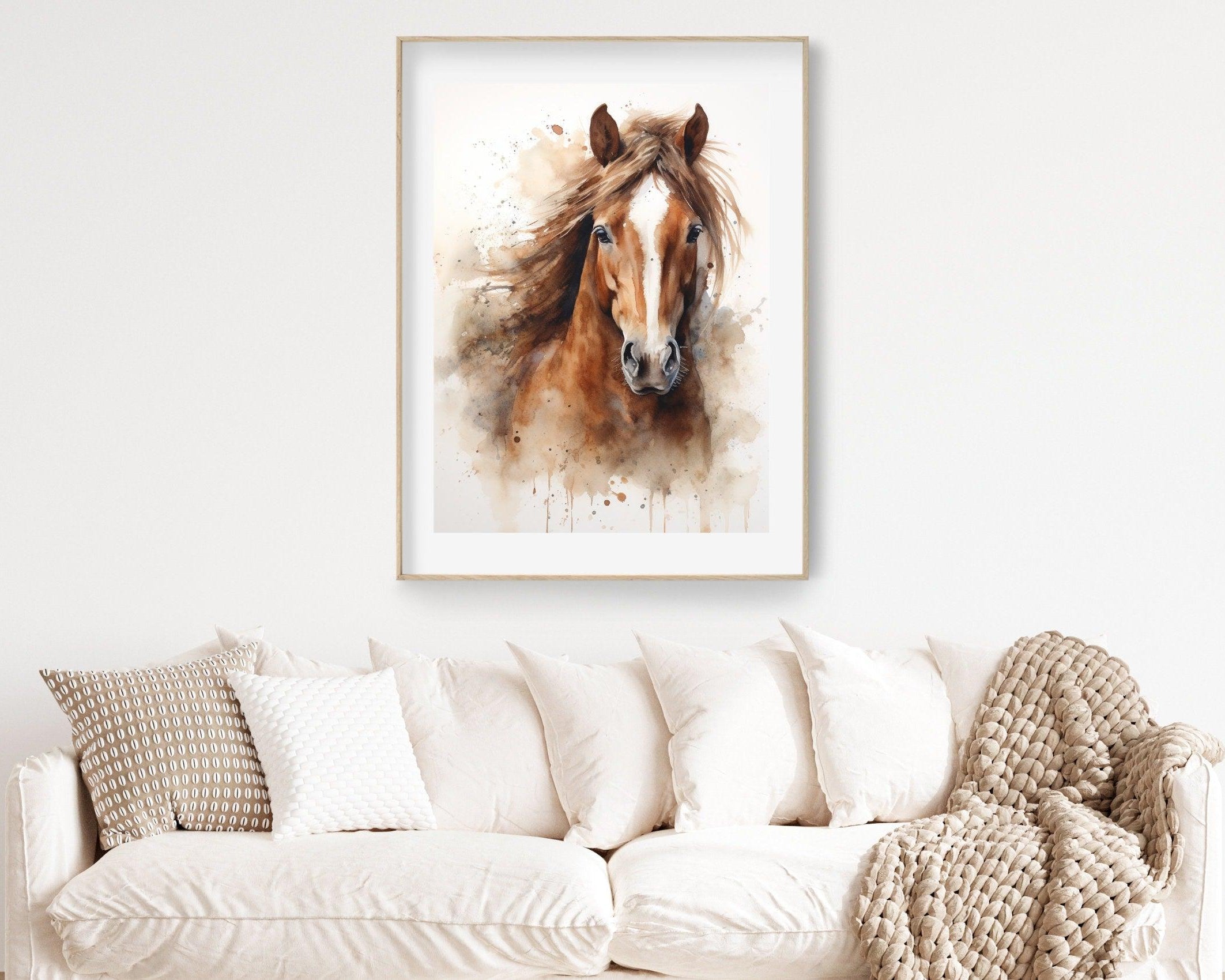 Pferde Poster | Aquarell Bild braunes Pferd | digitaler download - Roo's Gift Shop