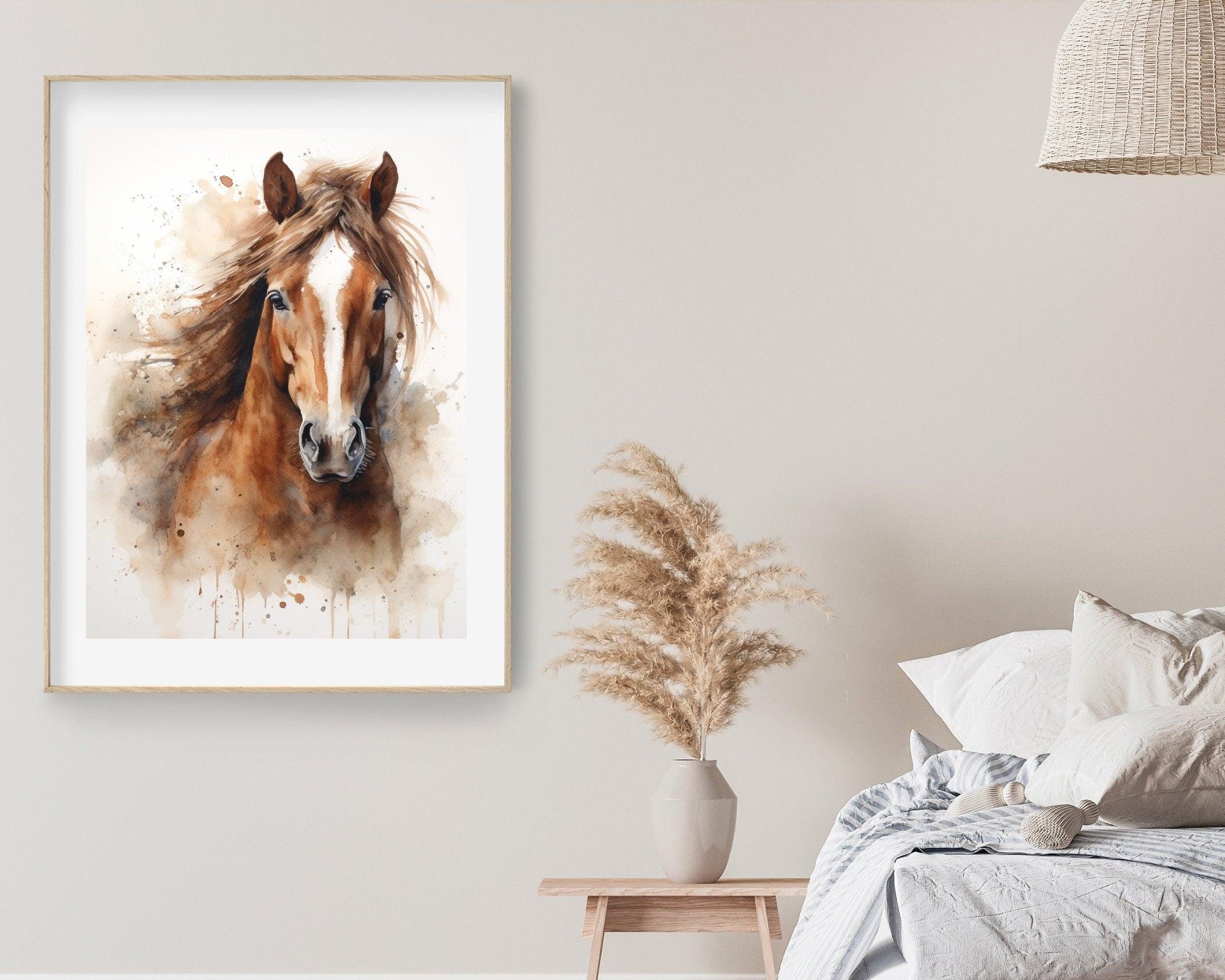 Pferde Poster | Aquarell Bild braunes Pferd | digitaler download - Roo's Gift Shop