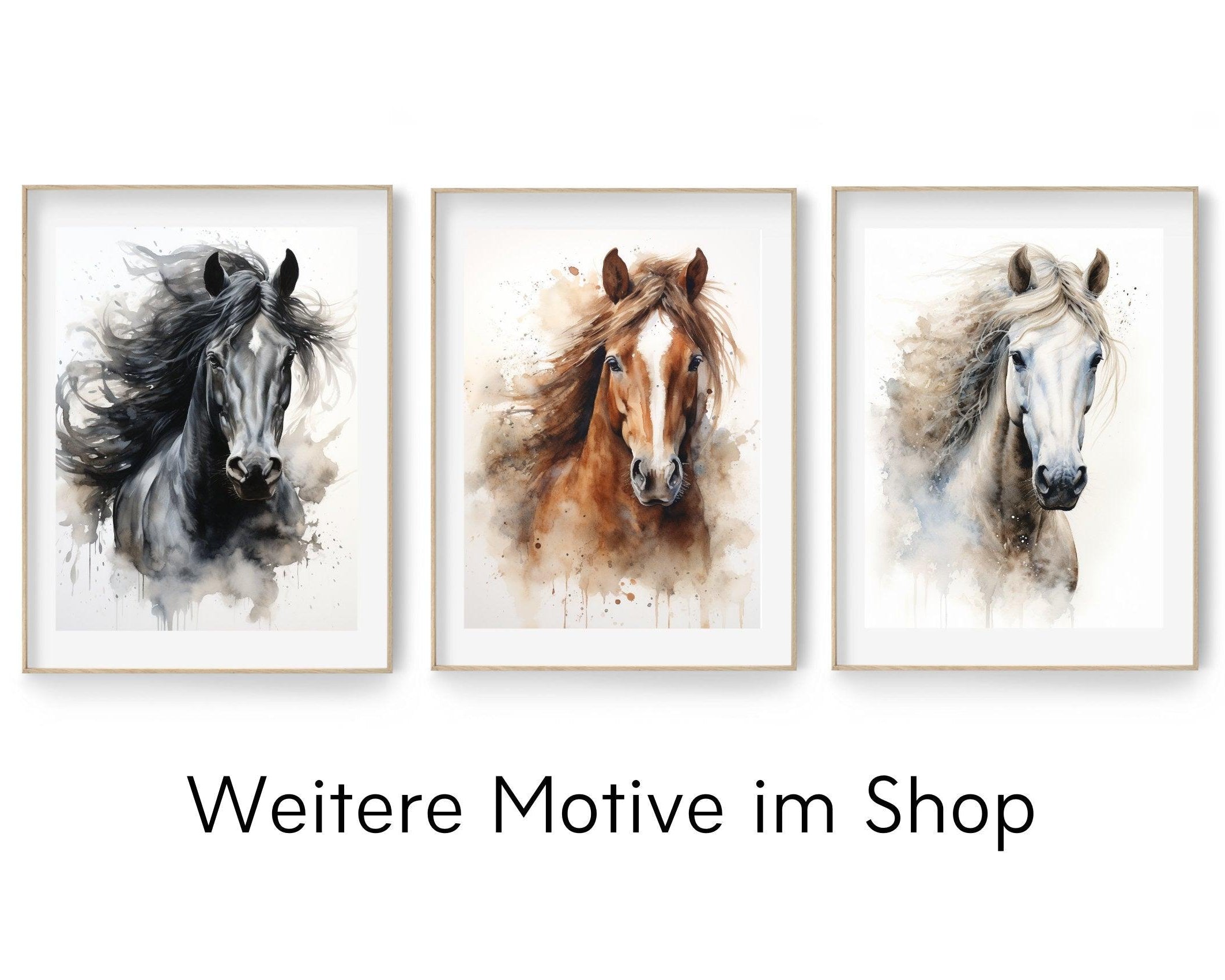 Pferde Poster | Aquarell Bild schwarzes Pferd | digitaler download - Roo's Gift Shop