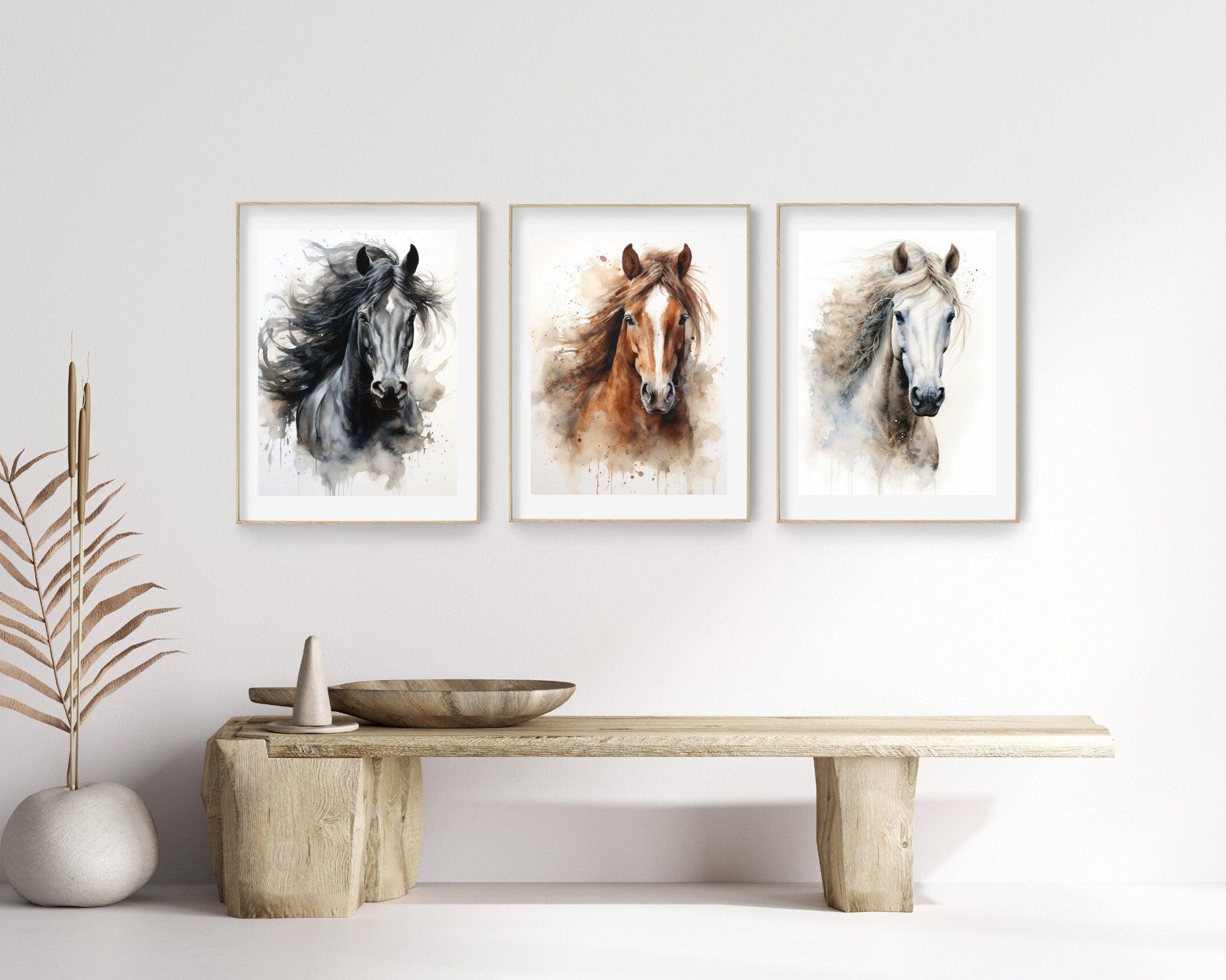 Pferde Poster | Aquarell Bild schwarzes Pferd | digitaler download - Roo's Gift Shop