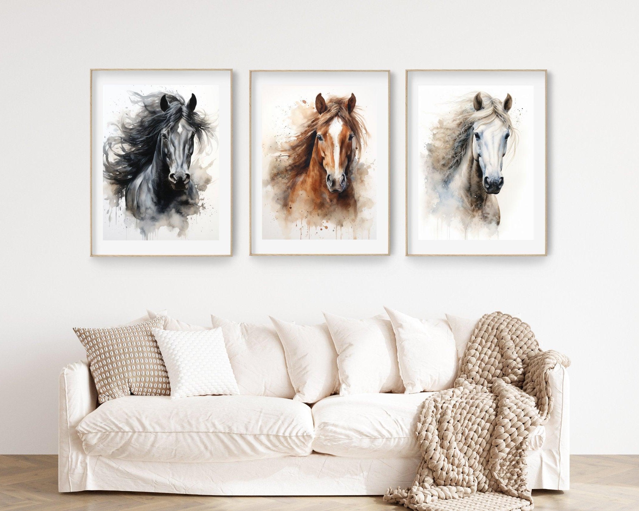 Pferde Poster | Aquarell Bild weißes Pferd | digitaler download - Roo's Gift Shop