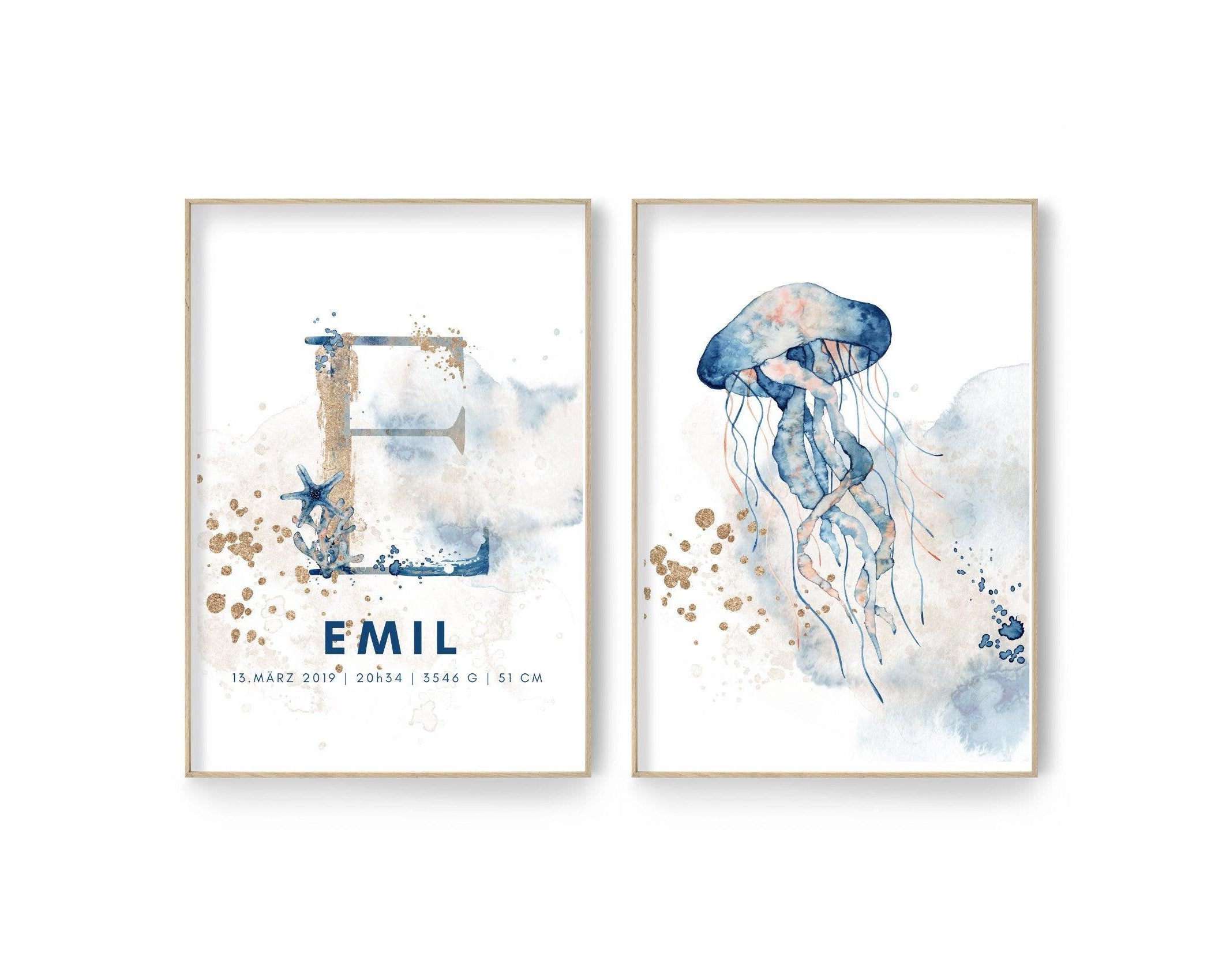 Poster 2er-Set | Taufgeschenk | Geburt - Roo's Gift Shop