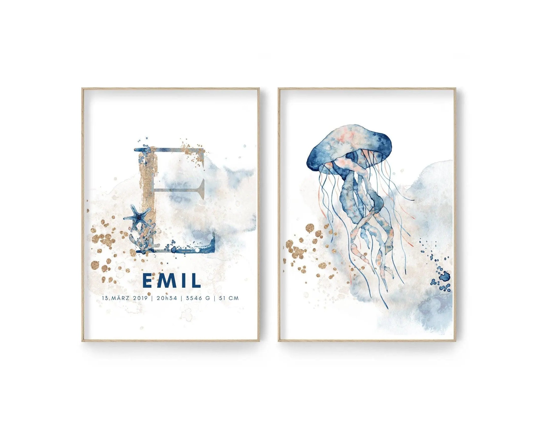 Poster 2er-Set | Taufgeschenk | Geburt - Roo's Gift Shop