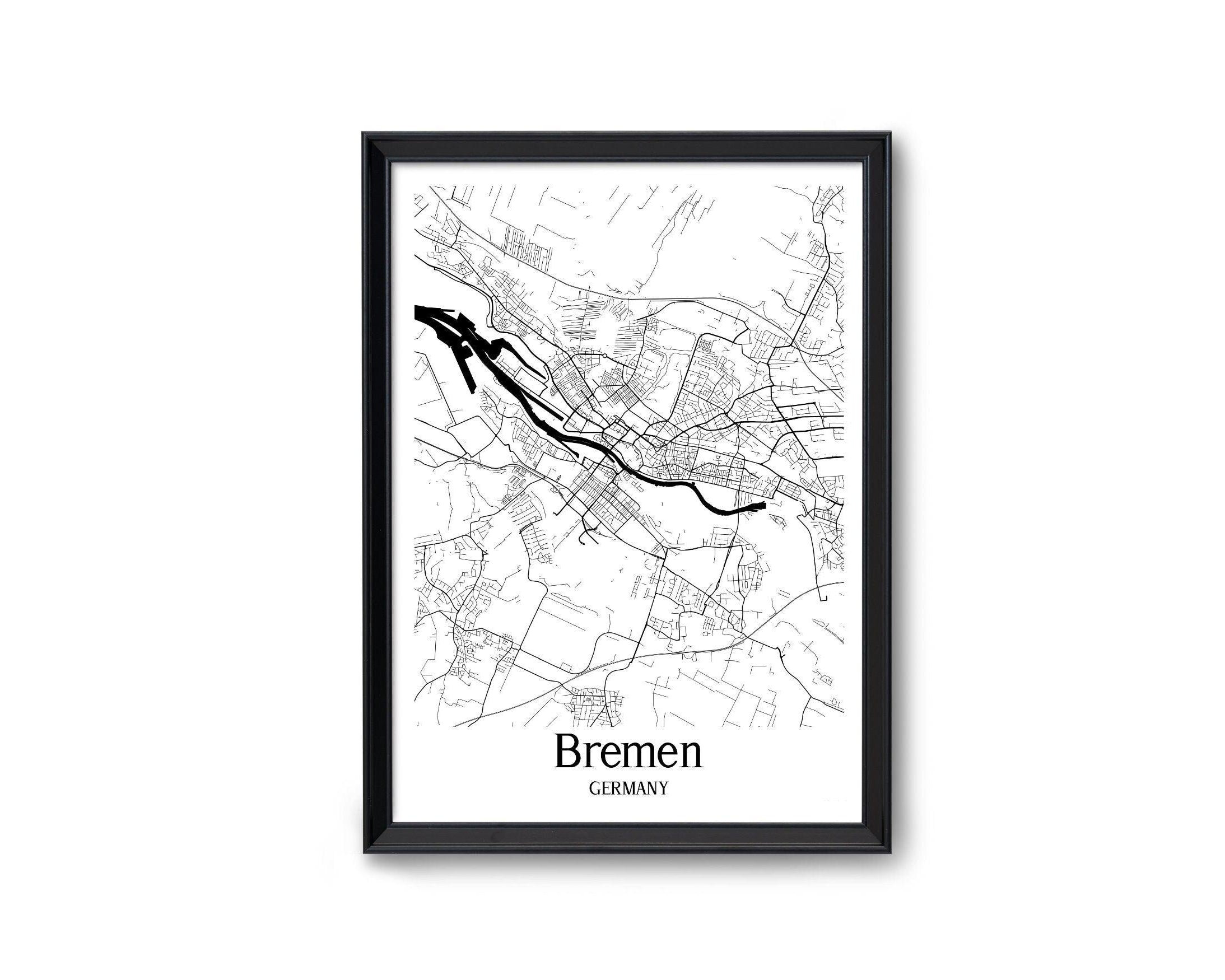 Poster Bremen | Stadtplan | 25 weitere deutsche Städte - Roo's Gift Shop